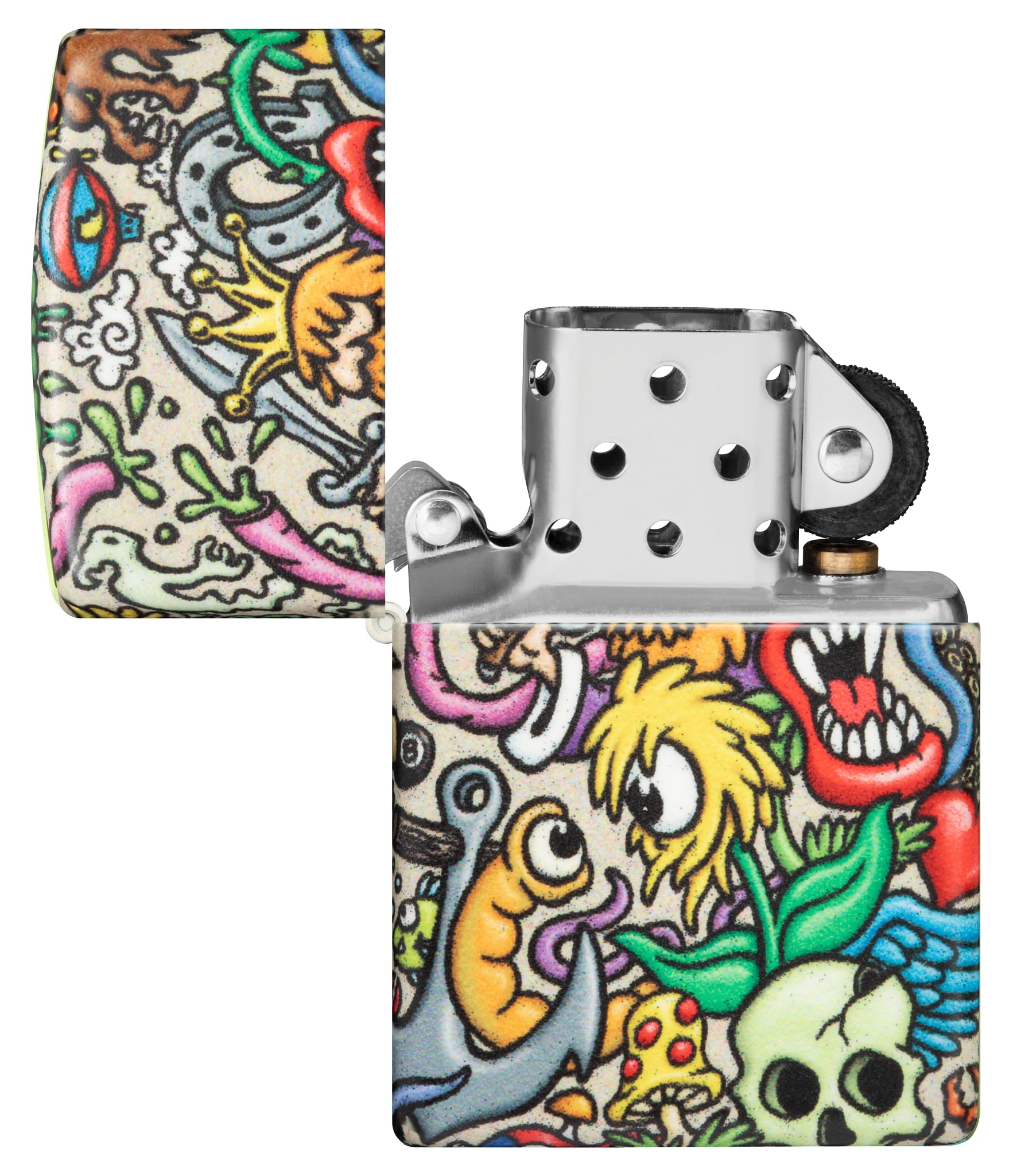 Zippo - Briquet Tempête Motif Tatouage, 540°, Impression Color Image, Rechargeable, Réutilisable, Coupe-Vent, Coffret Cadeau, Fabriqué Aux États-Unis