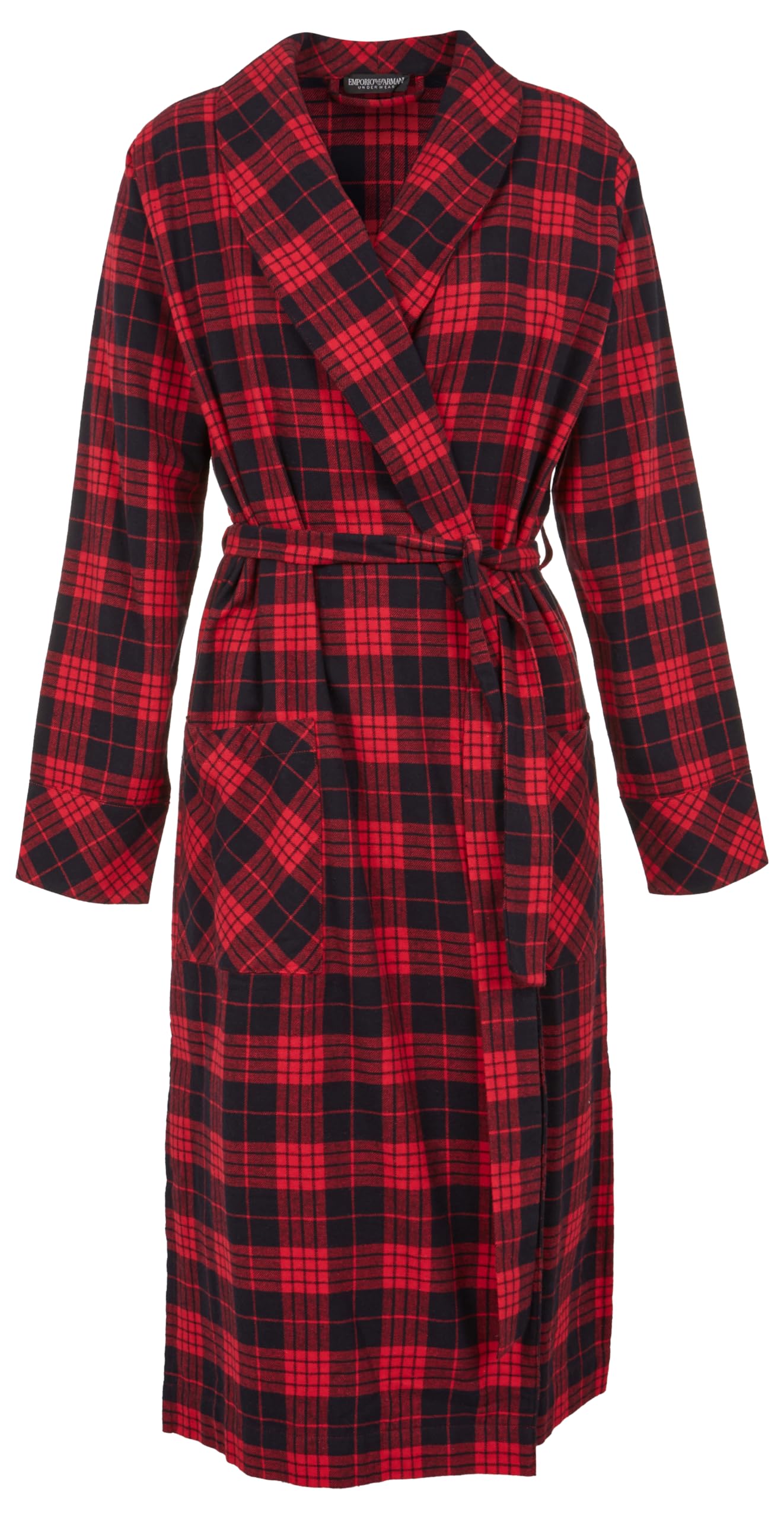 Emporio Armani Women's TARTAN CHRISTMAS VISCOSE NIGHTGOWN Bathrobe, SCOZZESE ROSSO/NERO, S