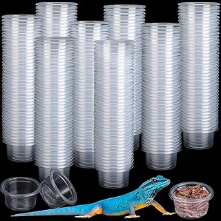 1000 Pieces 1 oz Gecko Food and Water Feeding Cups Bulk Reptile Feeder Bowls Clear Plastic Reptile Food Dish Gecko Food Cups Worm Bowl for Gecko Lizard and Other Small Reptile Ledge Accessories