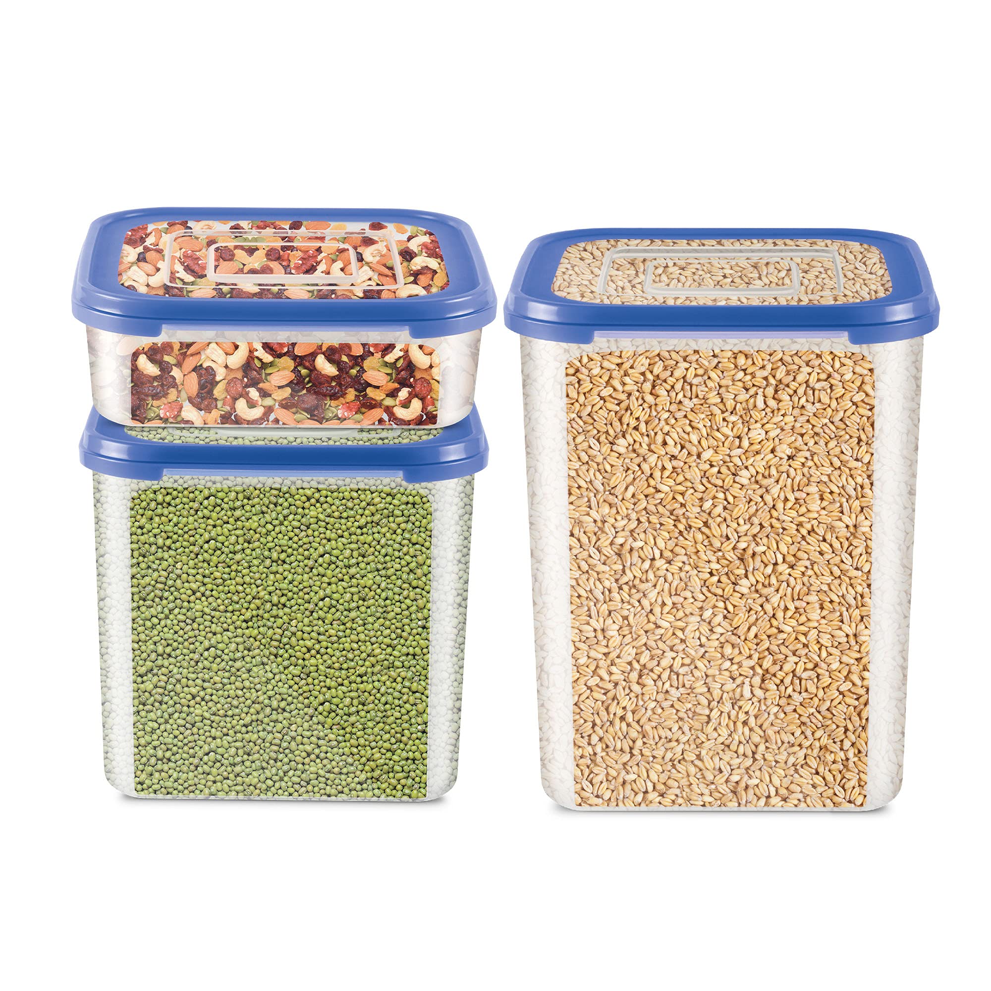 MILTON Stacko 360° Plastic Storage Container (7) Set of 6, 2.66 Litres Each, Blue | Storage Jar | Air Tight | Kitchen Organiser | Container Set | Refrigerator Safe | BPA Free | Stackable | Modular (B0993NDCW3) Amazon Price History, Amazon Price Tracker