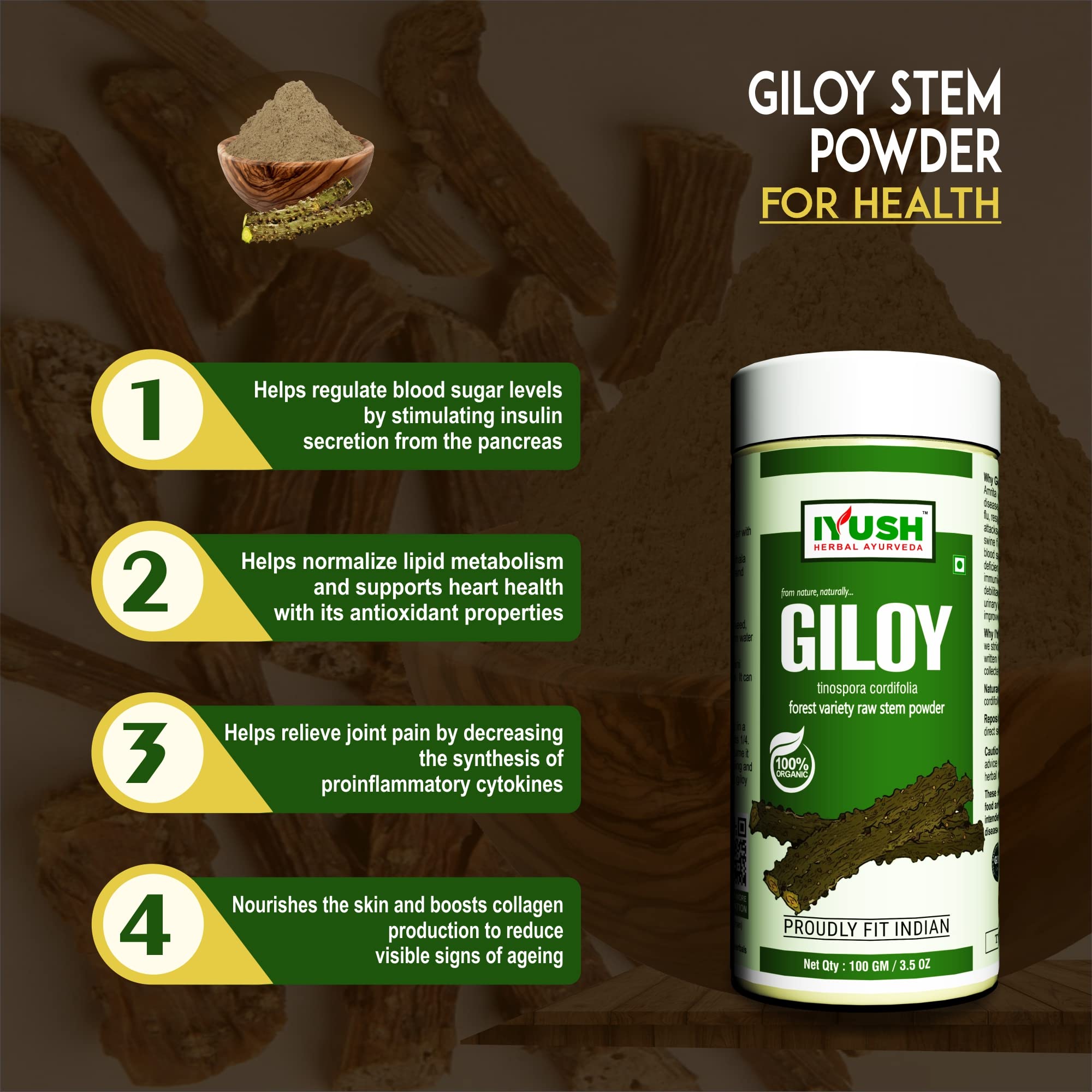 IYUSH Herbal Ayurveda Giloy Powder ,100gm , Pack of 2 2