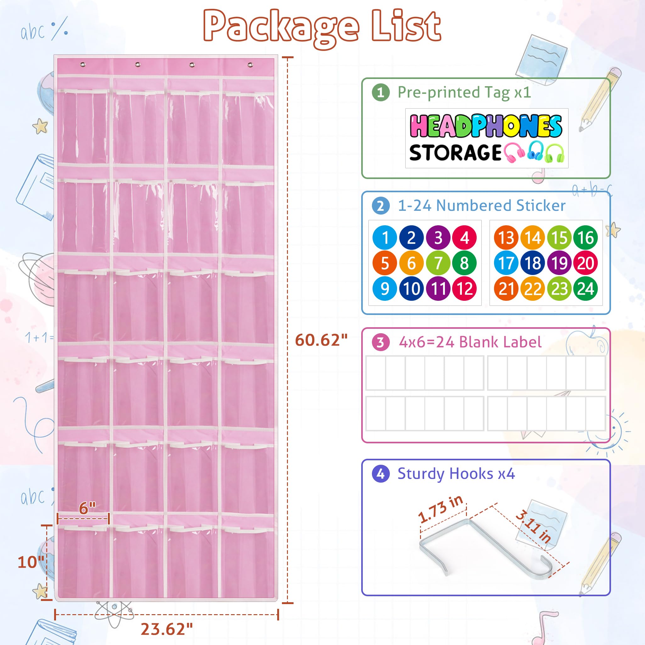Loghot Organizer per cuffie con 24 tasche, organizer per cuffie da