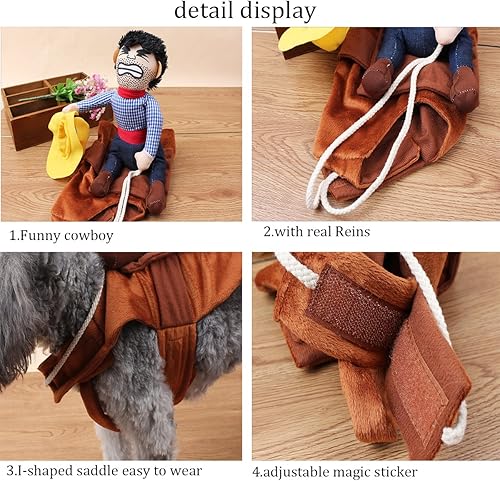 Miniatura 4 de Disfraz de perro para mascota, traje de cachorro, estilo jinete, disfraz de transporte para Halloween, Navidad, fiesta, fotografía, talla M