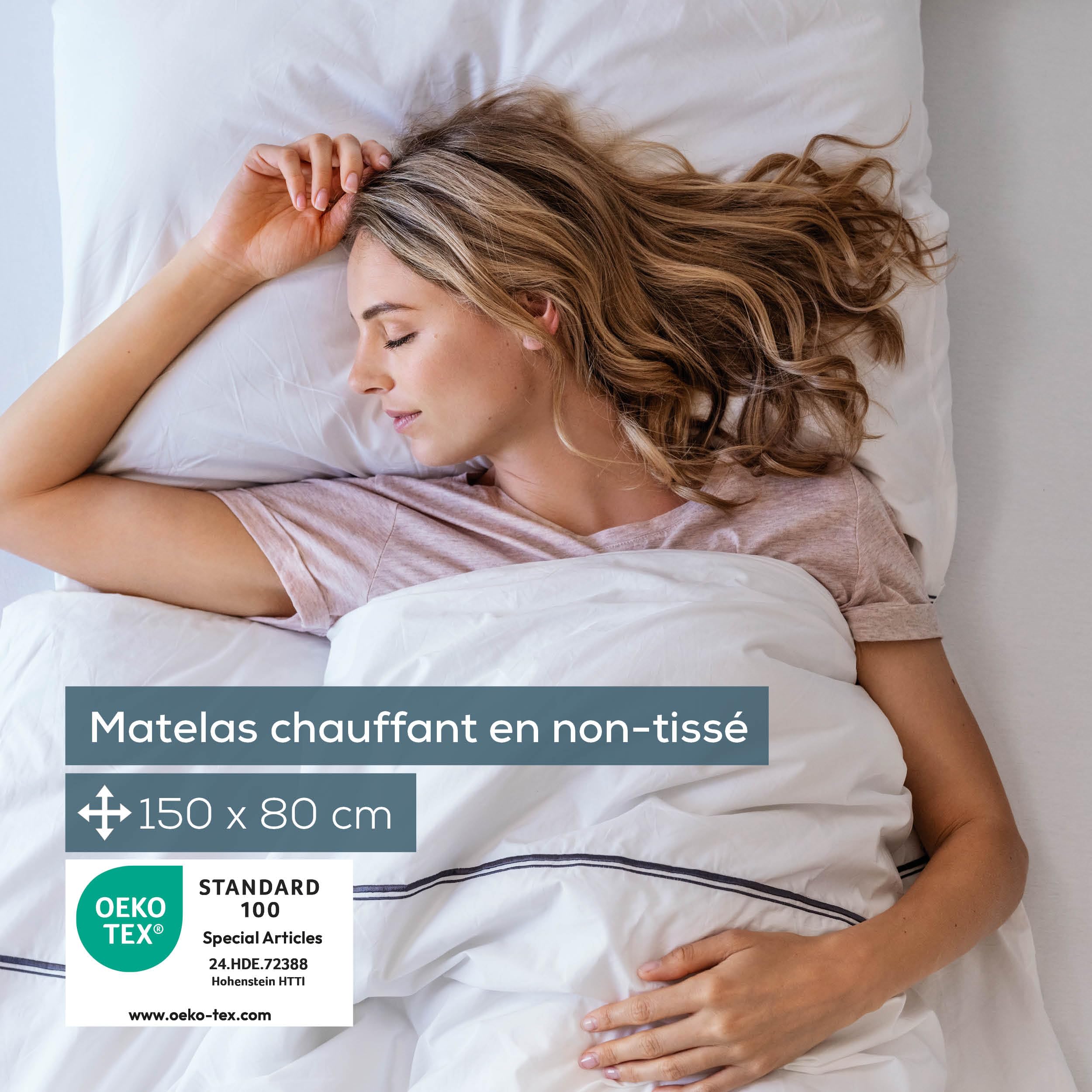Beurer TS 17 Surmatelas Chauffant, Matière Douce Non Tissée, Antidérapante grâce à la Fixation avec Elastique, 3 Niveaux de Température, 150x80cm, Système de Sécurité, Interrupteur Amovible, Lavable