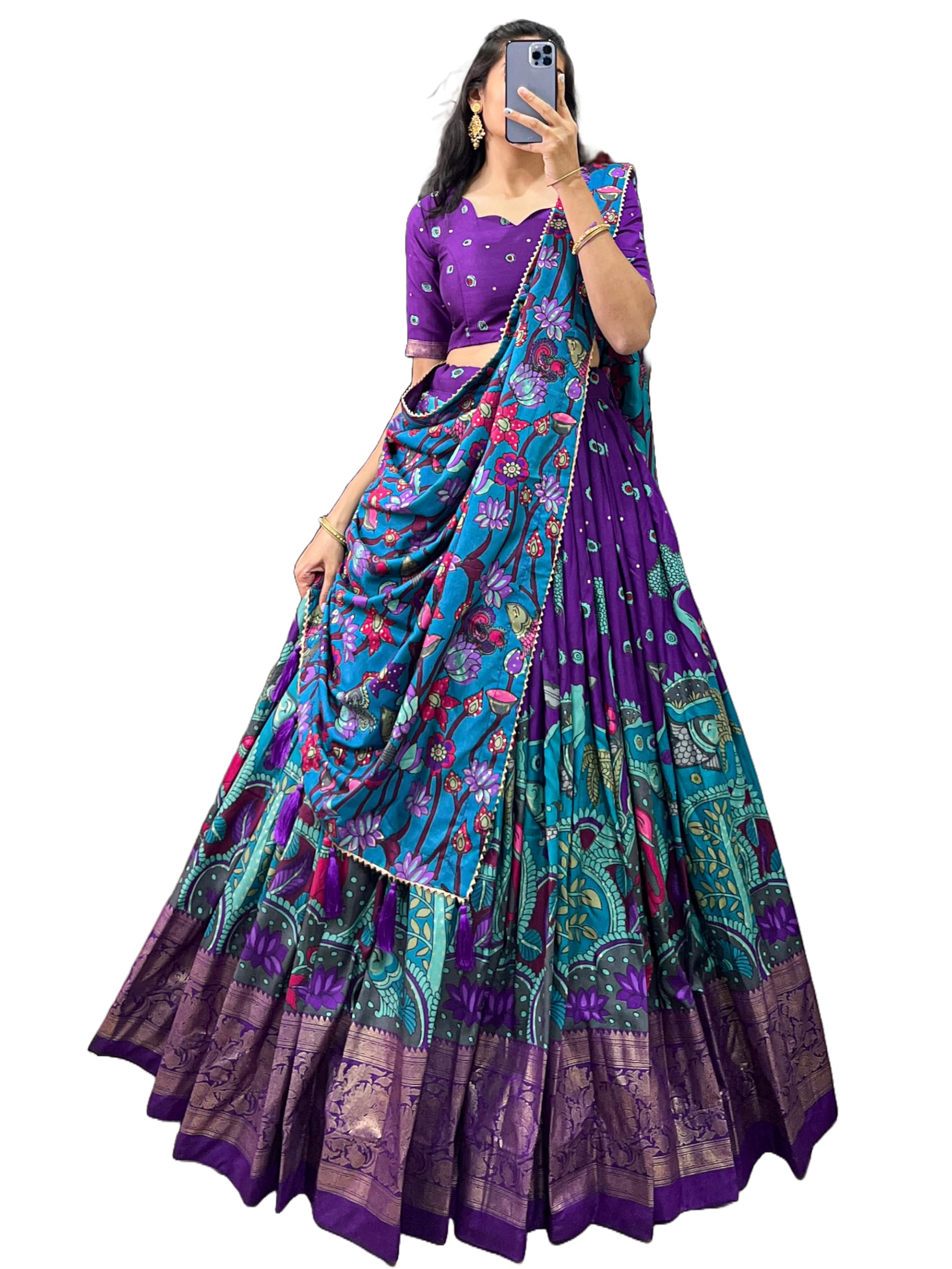 sd collection Women's Floral And Patola Print With Foil Work Tussar Siilk Lehenga Choli Set-picture-49
