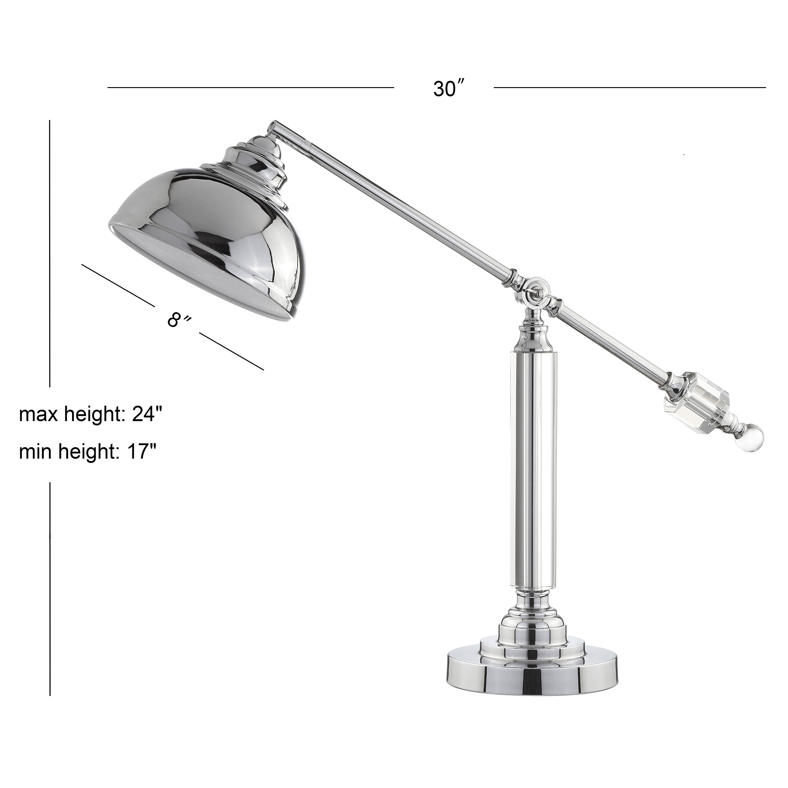 JONATHAN Y JYL2059A Giselle 22" Metal and Crystal LED Task Lamp Classic,Traditional,Transitional for Bedroom, Living Room, Office, College Dorm, Coffee Table, Bookcase, Chrome/Clear