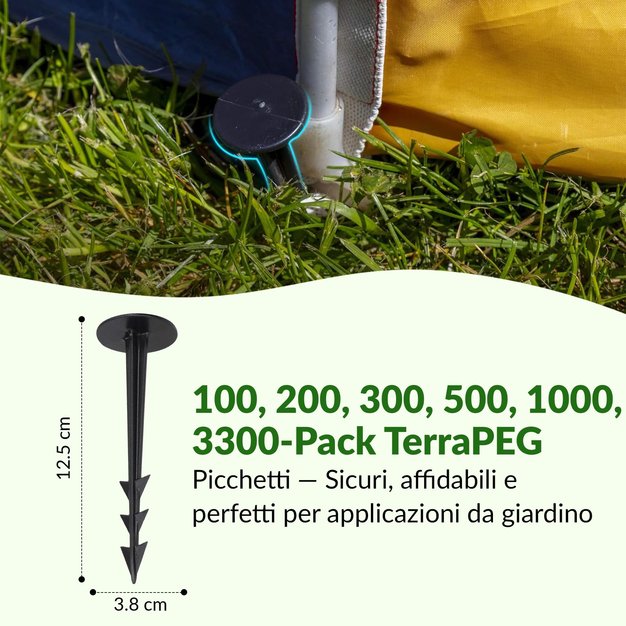 GARDENIX 100 pezzi TerraPEG, ancoraggio da per giardino per tessuto, Extra Forte