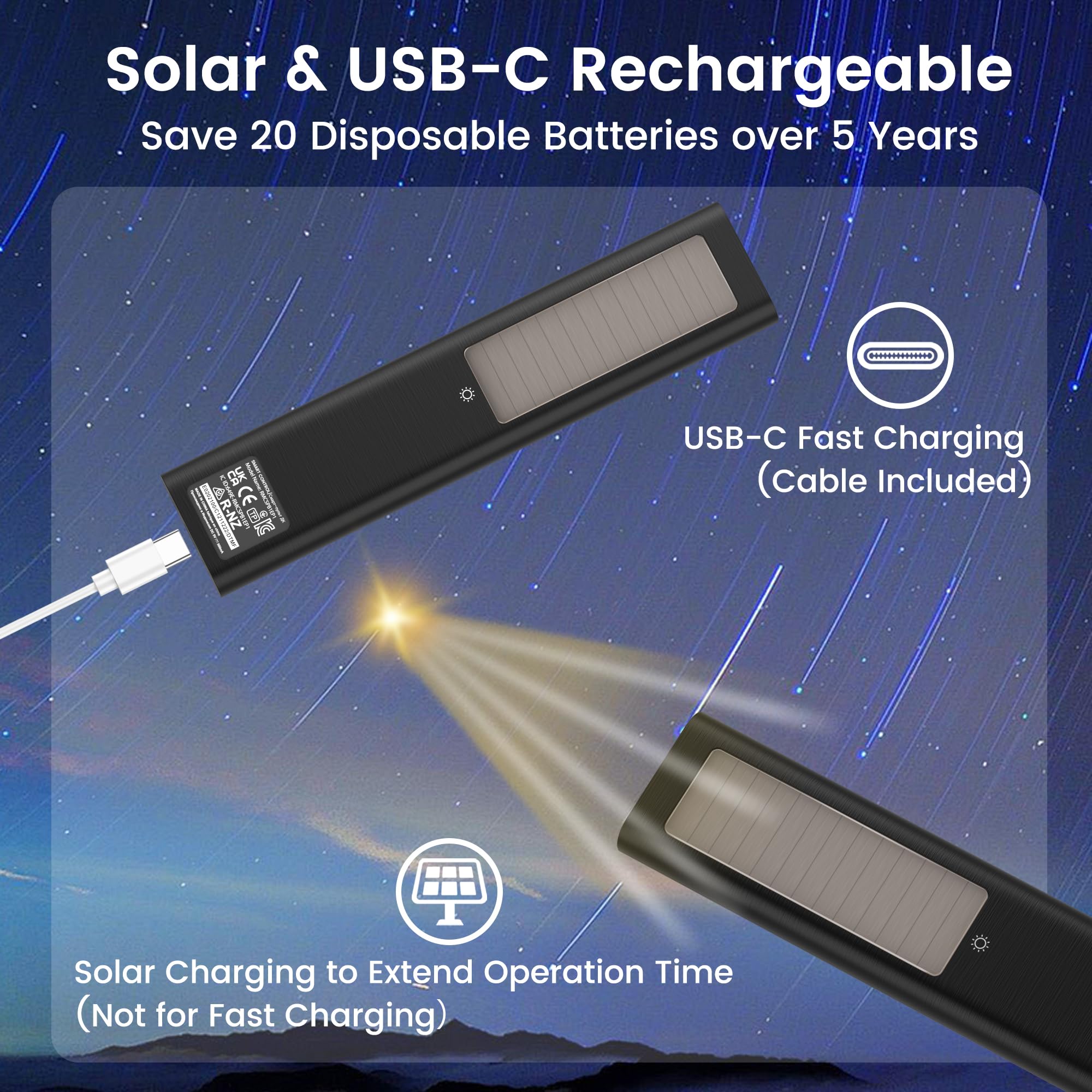 Telecomando vocale solare per TV Samsung, telecomando ricaricabile USB-C per Smart TV Samsung BN59-01385A 2025-2018