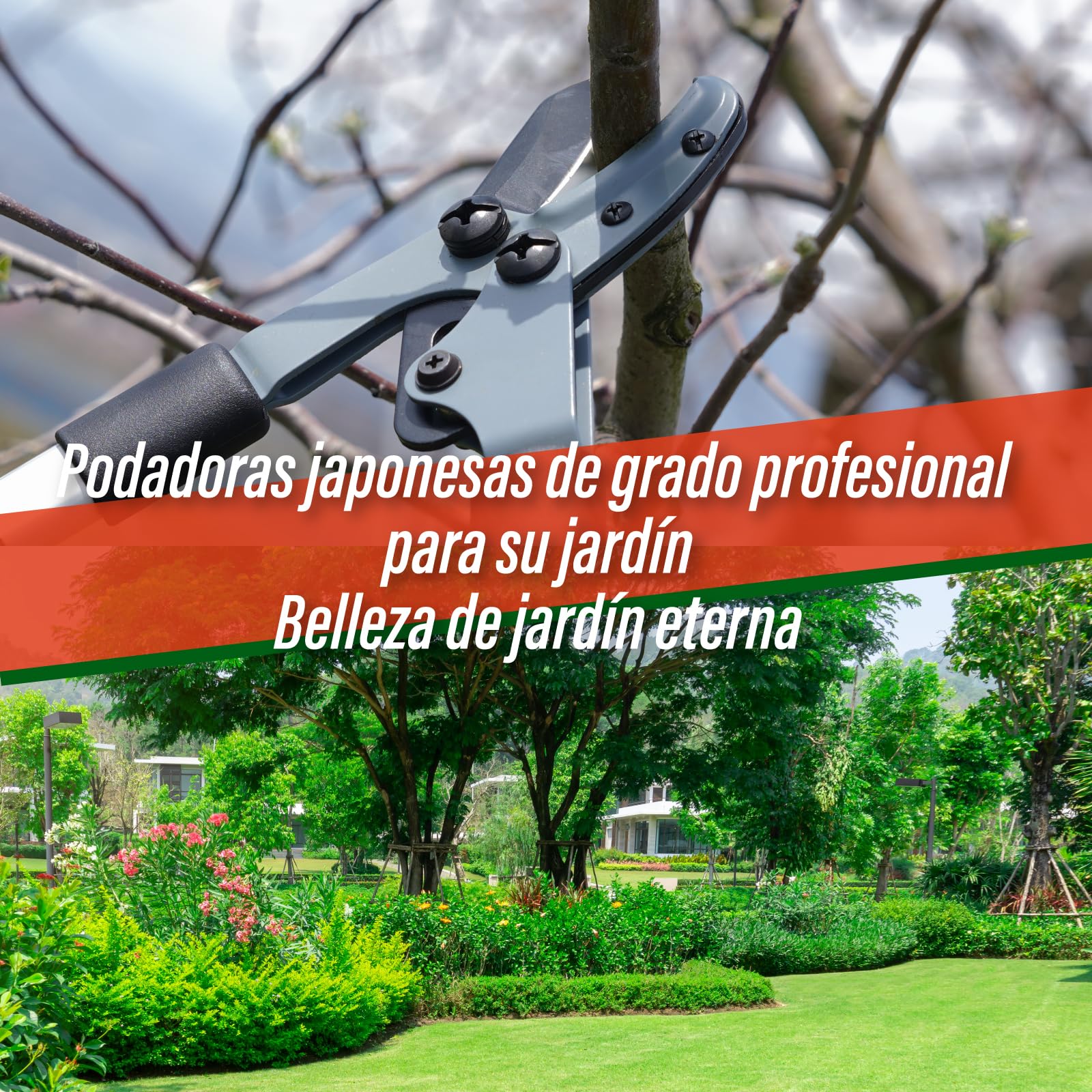 SUIZAN Tijera de Podar de Yunque 465mm - Ligero y compacto 620g Herramientas de jardinería manual japonesas profesionales