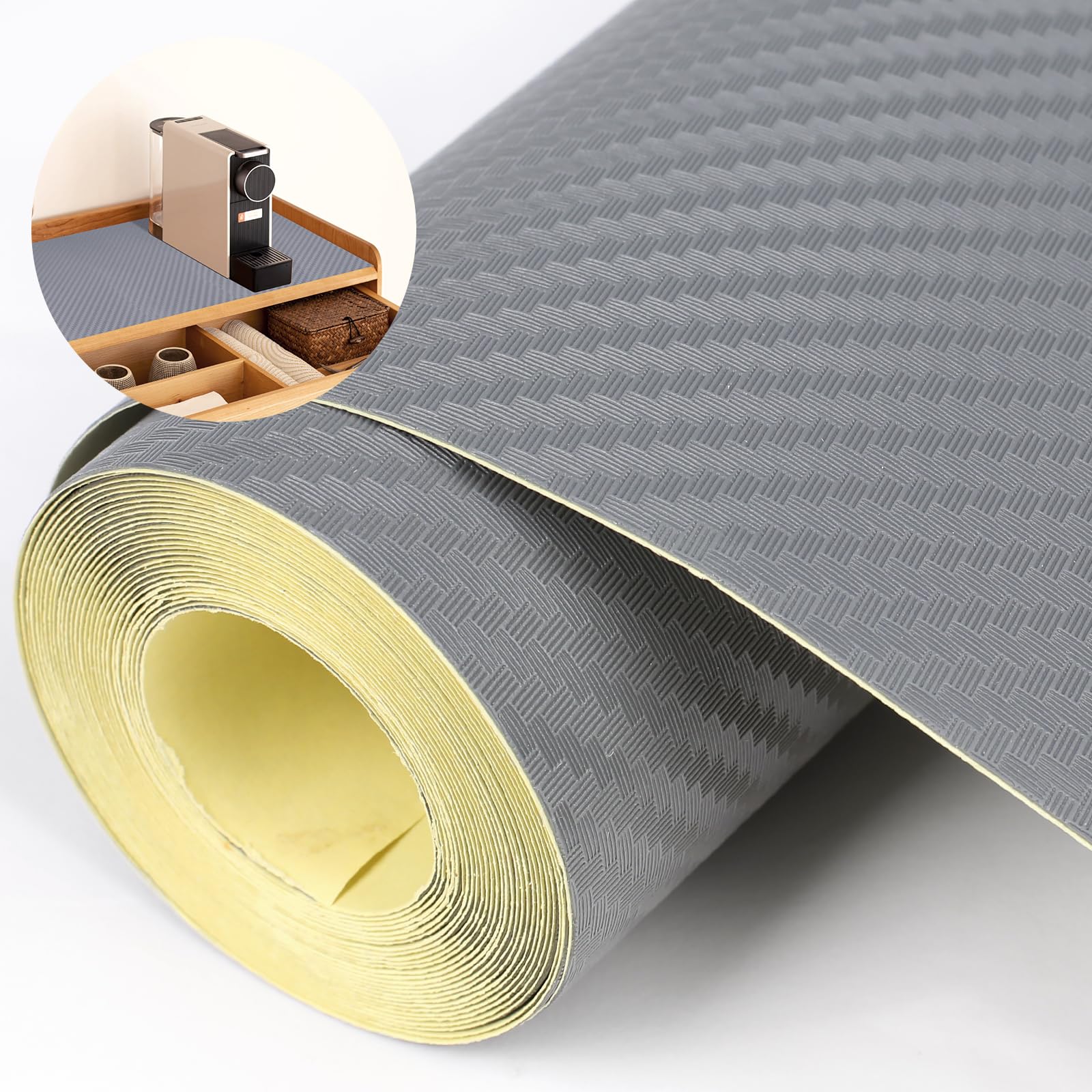 Self-Adhesive Shelf Liner Kitchen Liner, Waterproof Backed Paper Easy Peel and Stick Contact Liner Without Residue for Decor Your Desk Surface, Kitchen Countertops (Silver, 23.6 x 118.1 inches)