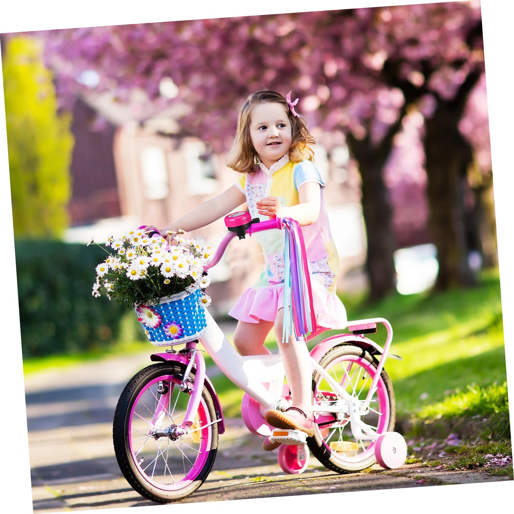ibasenice Timbre de Bicicleta con Sonido Fuerte y Serpentinas Coloridas Accesorio Divertido para Manillar de Bicicleta y Scooter Diseño para Niñas