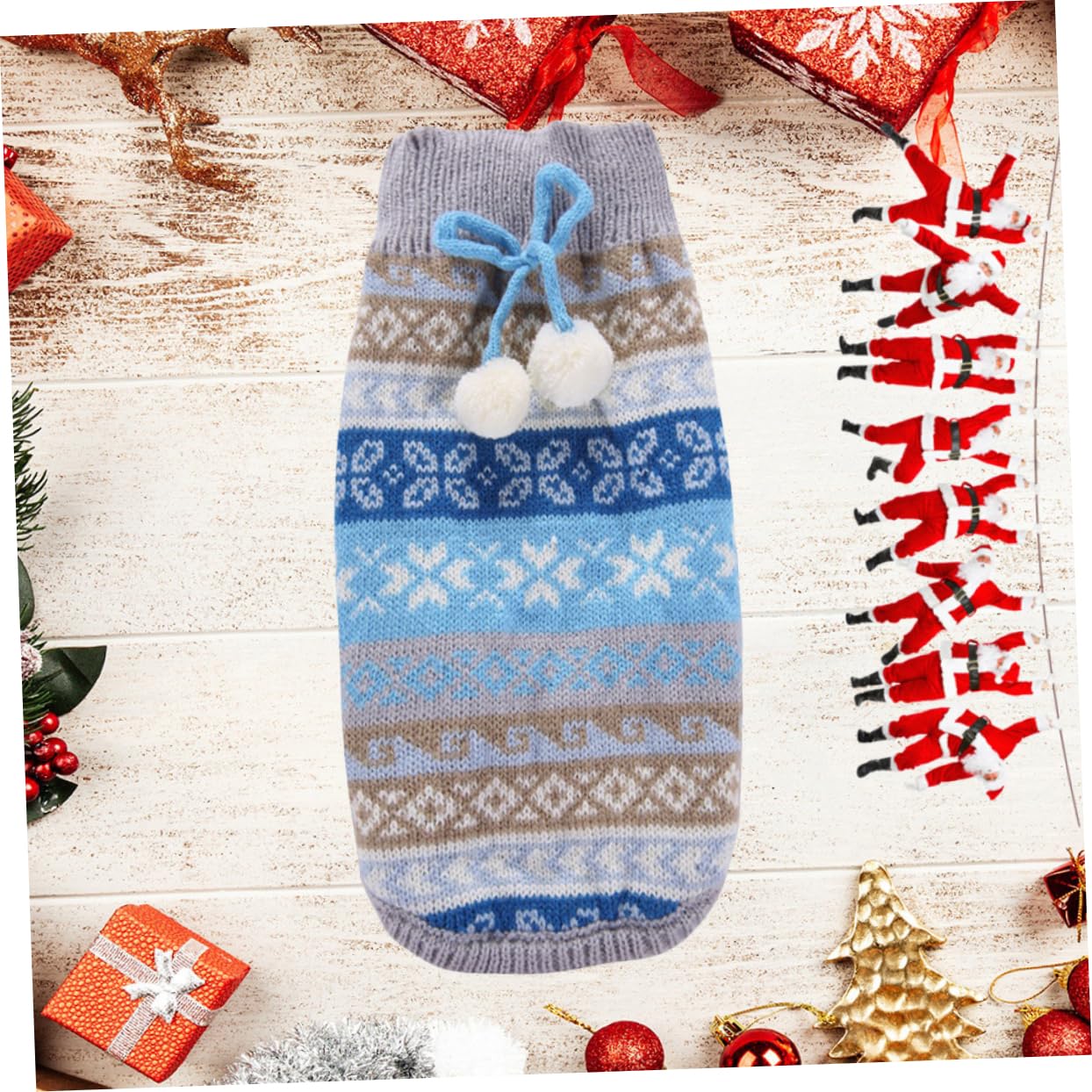 Mipcase 3 Pièces Chandail Chaud Pull-Over pour Chiot faveurs de fête de Noël de Chien Gilet pour Animaux de Compagnie en Plein air Pull de Noël vêtements pour Chiens de Compagnie Blue