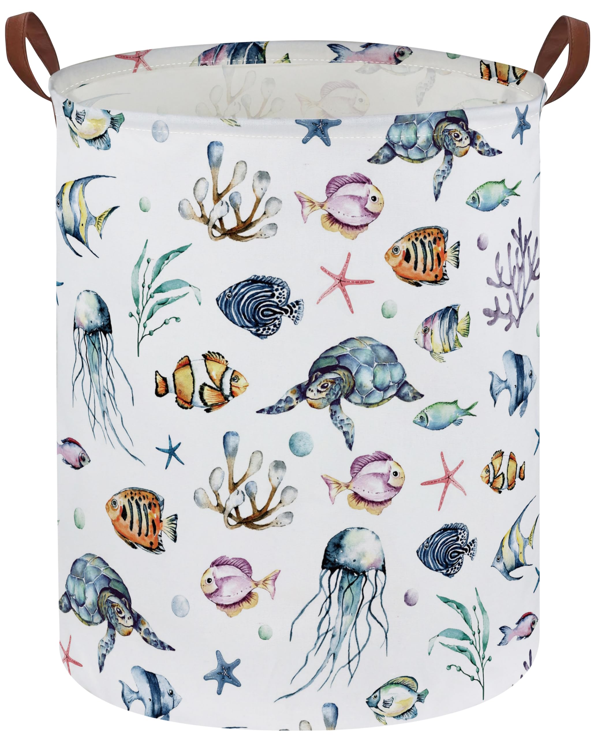 Kids Laundry Hamper,Ocean Laundry Basket Collapsible Boys and Girls Storage Baskets for Home Decor,Office,Toy Organizer,(Ocean)