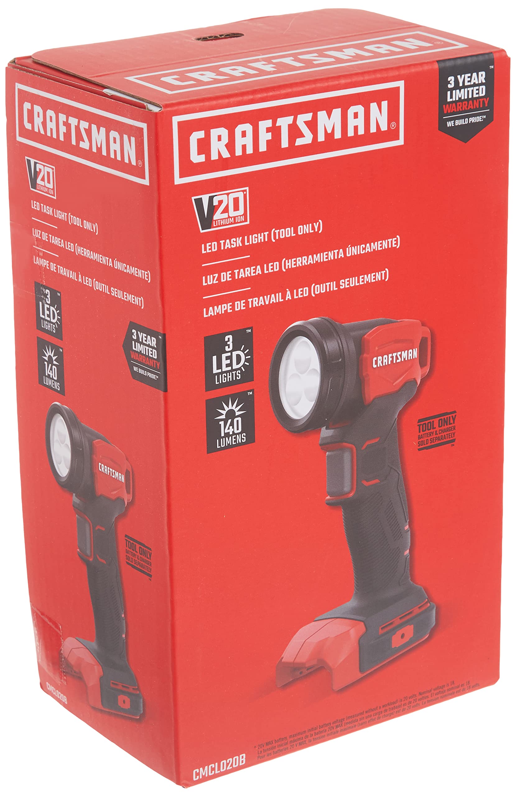 Amazon.com : CRAFTSMAN V20 LED Work Light, Cordless Handheld Rechargeable Flashlight, Pivoting Head, 140 Lumens, Battery Not Included (CMCL020B) : Tools & Home Improvement Amazon.com : CRAFTSMAN V20 LED Work Light, Cordless Handheld Rechargeable Flashlight, Pivoting Head, 140 Lumens, Battery Not Included (CMCL020B) : Tools & Home Improvement