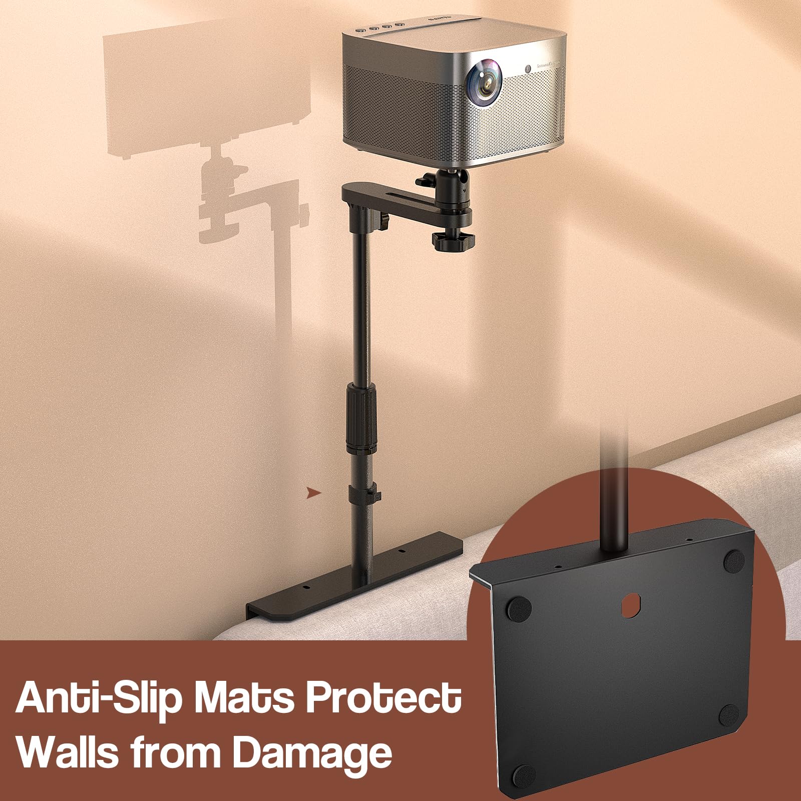 Soporte de proyector para sofá de cama enchufable, base de montaje ajustable en altura, rotación de 360°, dos métodos de instalación, soporte universal para mesita de noche compatible con la 5