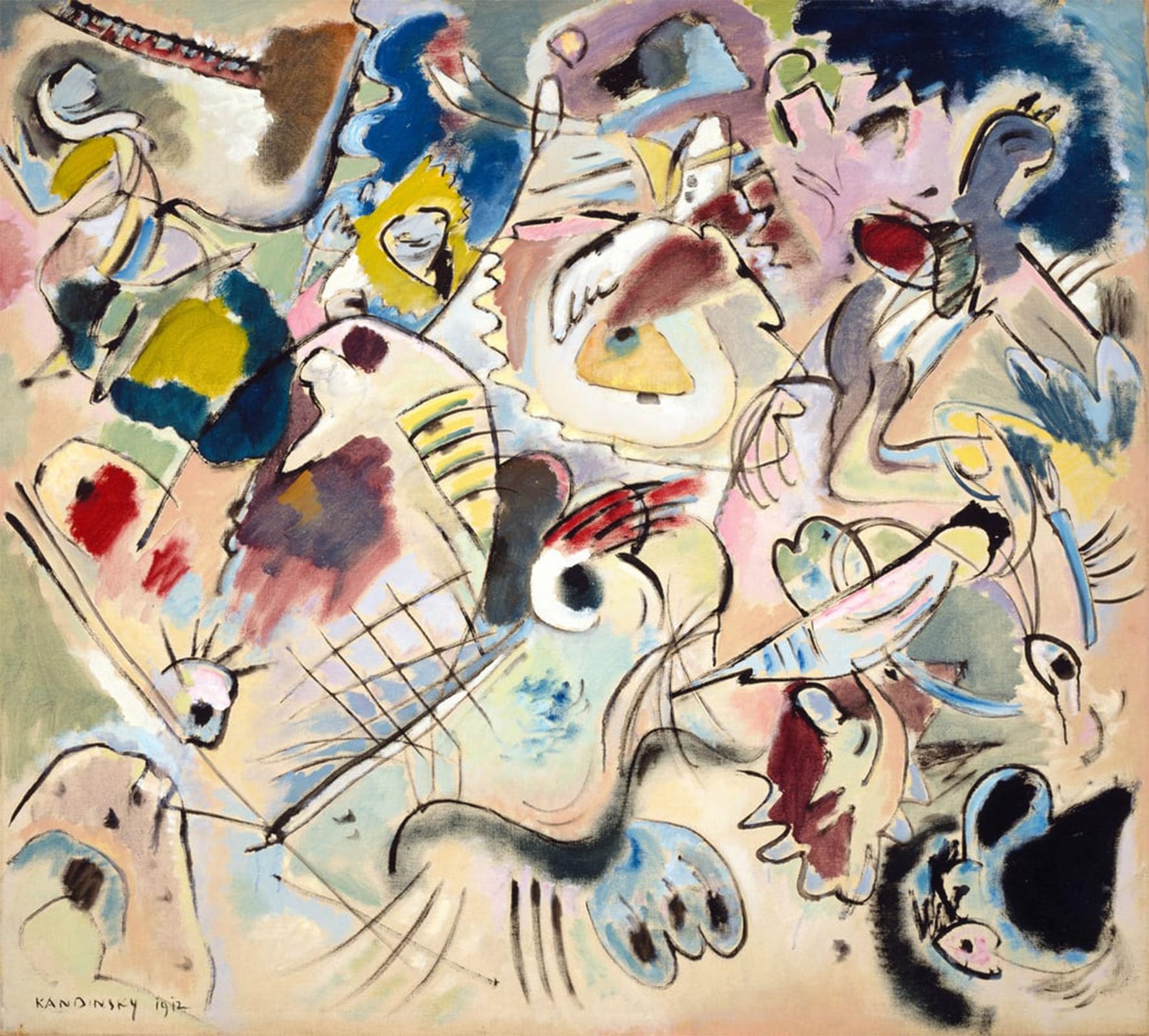 ARTXLXXBN Famous Painting Art Wall Decor Abstract Art Picture Sketch by Wassily Kandinsky Animal Pictures for Home Decor 60x90cm