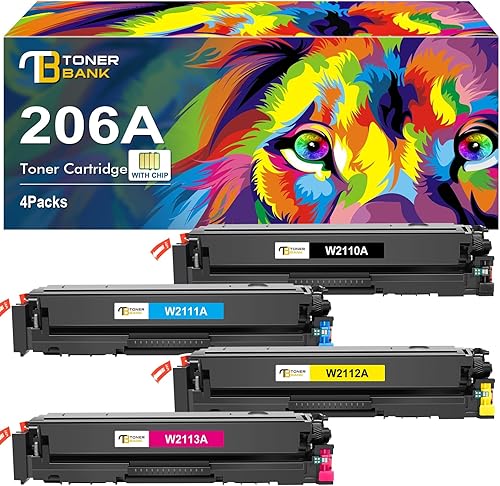 Paquete de 4 cartuchos de tóner 206A M283fdw 206X (con chip) compatibles con HP 206A 206X Color MFP M283fdw M283cdw M283 Pro M255dw M255 Impresora