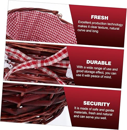 Miniatura 9 de Sosoport 1pc Woven Basket Creative Fruit Basket Willow Picnic Basket Easter Egg Basket Seagrass Basket Handle Picnic Basket Woven Easter Basket with