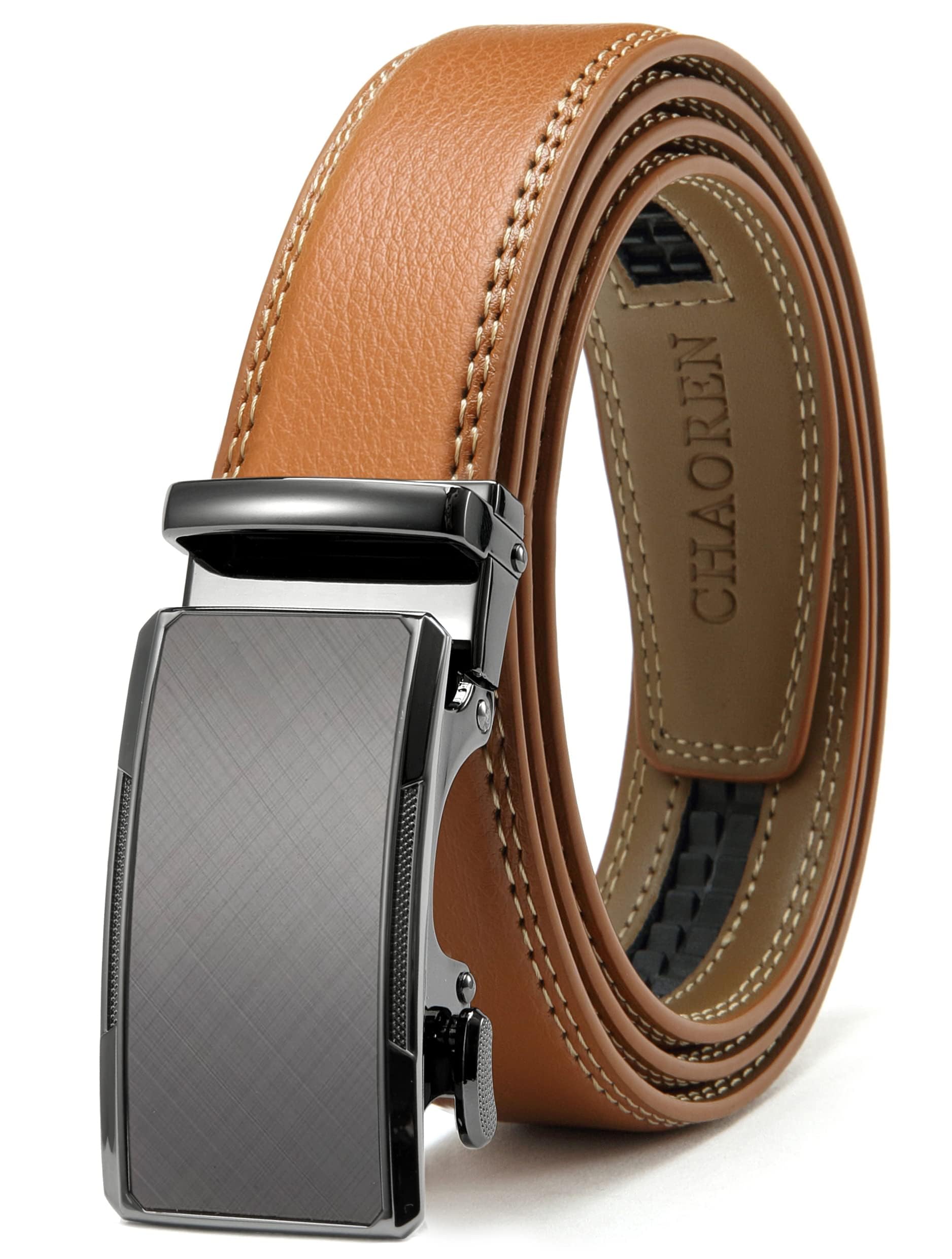 CHAOREN Mens Dress Belt - Mens Ratchet Belt Leather for Dress Pant - Micro Adjustable Belts Fit Everywhere