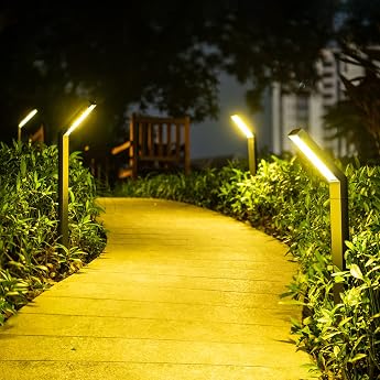 AGOTD Solar Light for Outdoor Garden Pack of 4 Solar Lights with 3 Light Modes Path Lights IP55 Waterproof Solar Garden Light for Garden Deck Lawn Yard Path Driveway