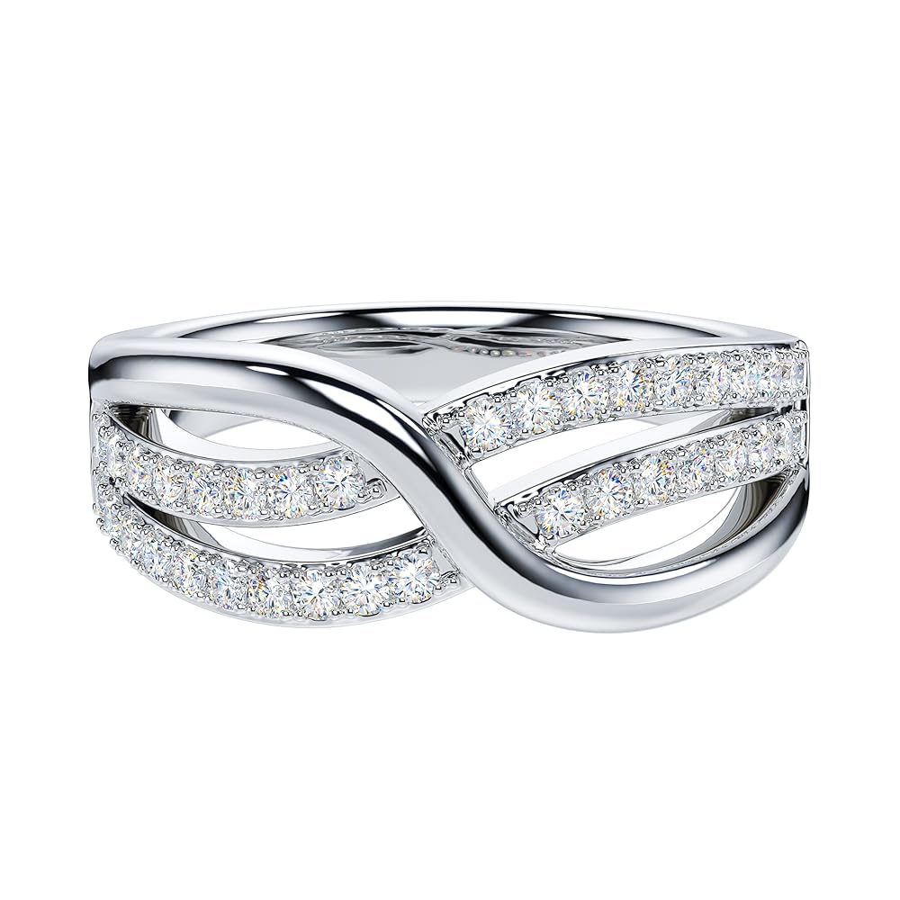 cesoi リング★2Finger Crystal Ring Silver★ Amazon.com: THELANDA Genuine Moissanite Sterling Silver 7.8