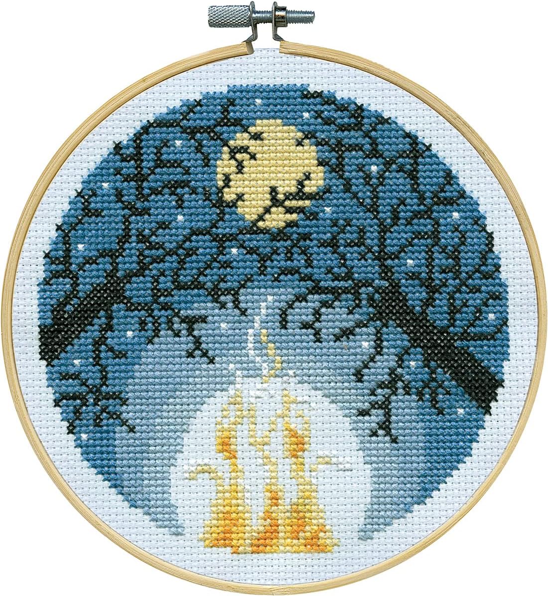 Campfire Counted Cross Stitch Kit with Hoop