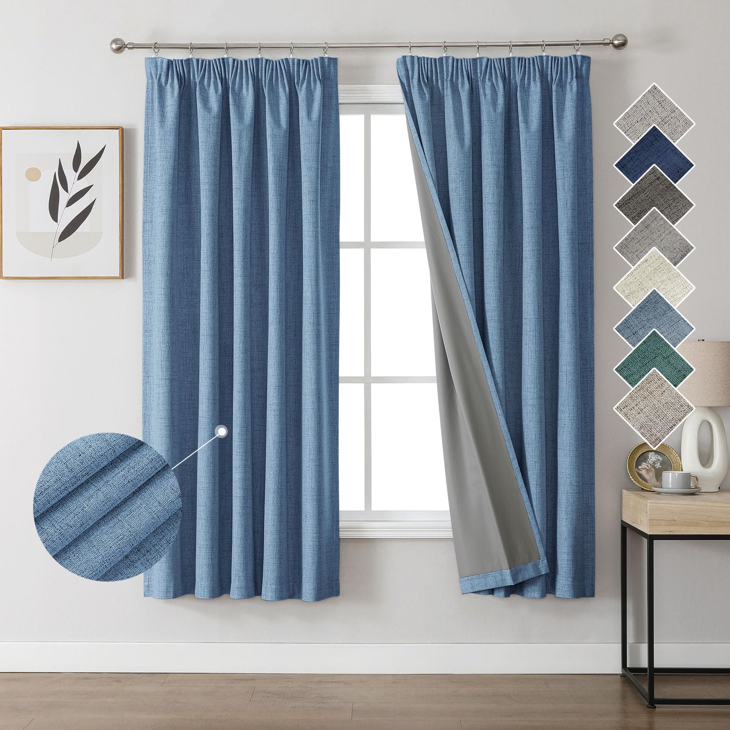 Joydeco Vorhang Blickdicht Gardinen mit Ösen 100% Verdunklungsvorhang Ösenschal Vorhänge 2er Set Deko Ösenschal Thermo Vorhänge für Wohnzimmer Kinderzimmer Schlafzimmer