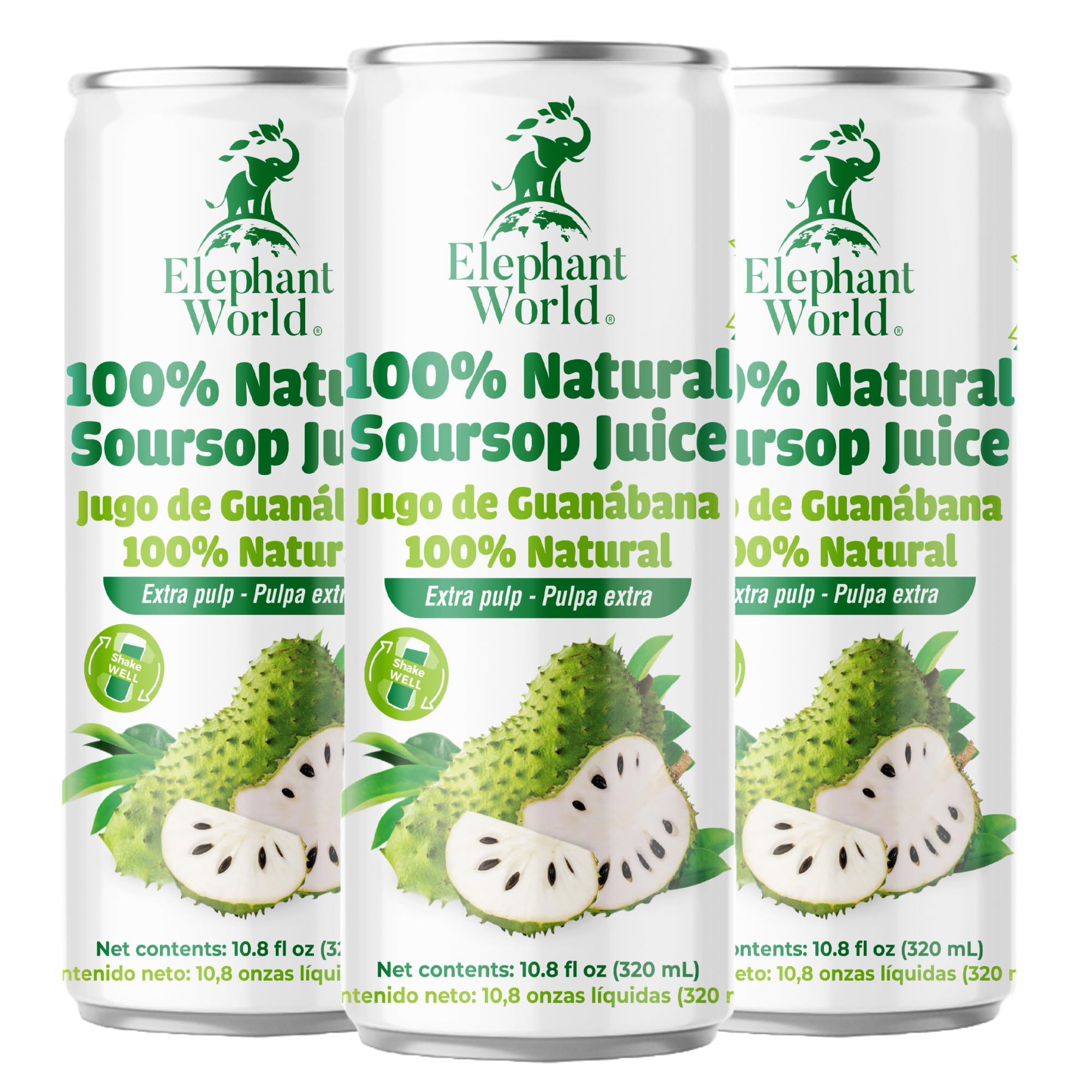 Elephant World 100% Natural Soursop Guanabana Juice 10.8 oz (Pack of 6), Soursop