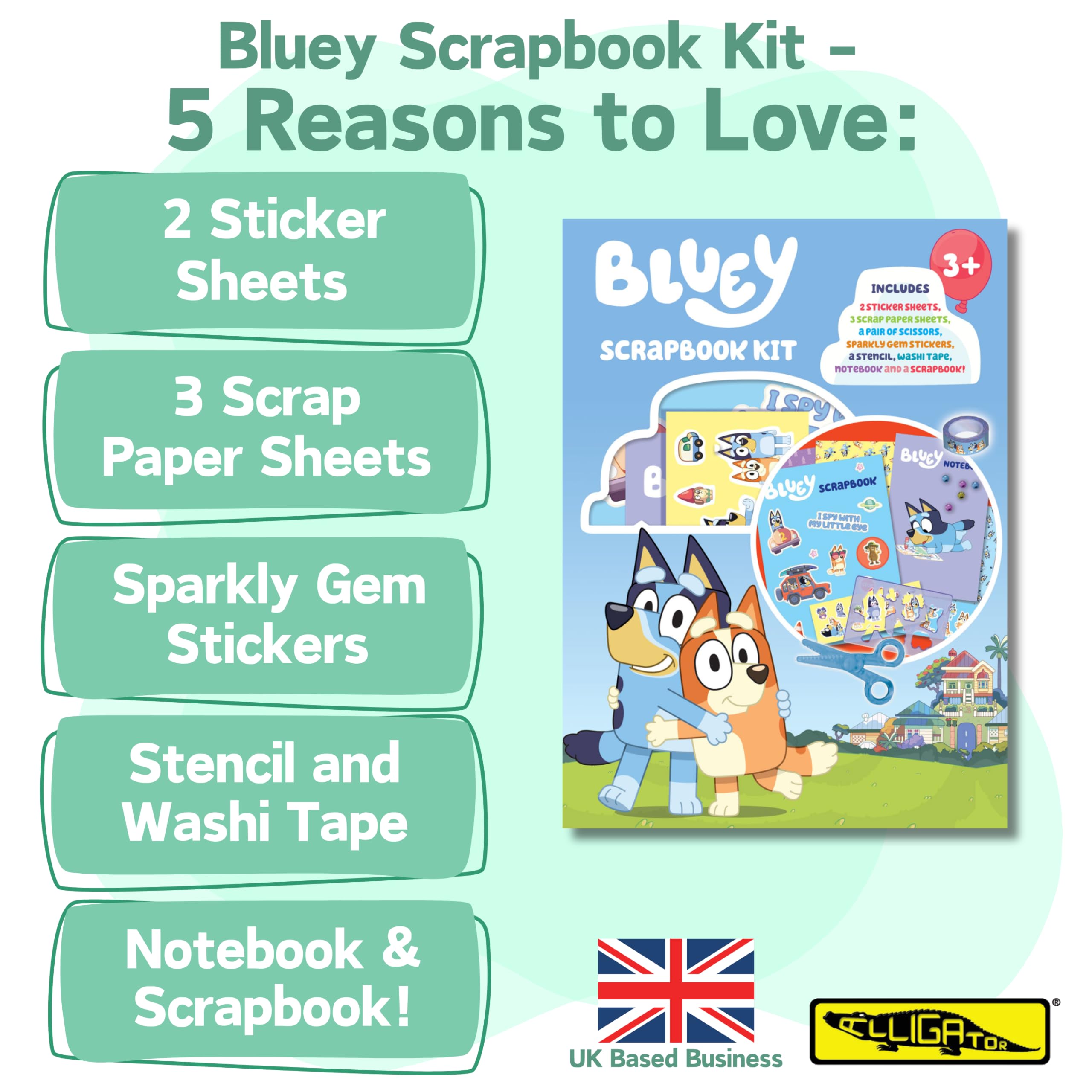 Alligator, Bluey Scrapbook Kit, Scrapbook Accessories, Scrap Books for Children Bluey Gifts, Bluey Activities, Kids Craft Set - Image 2