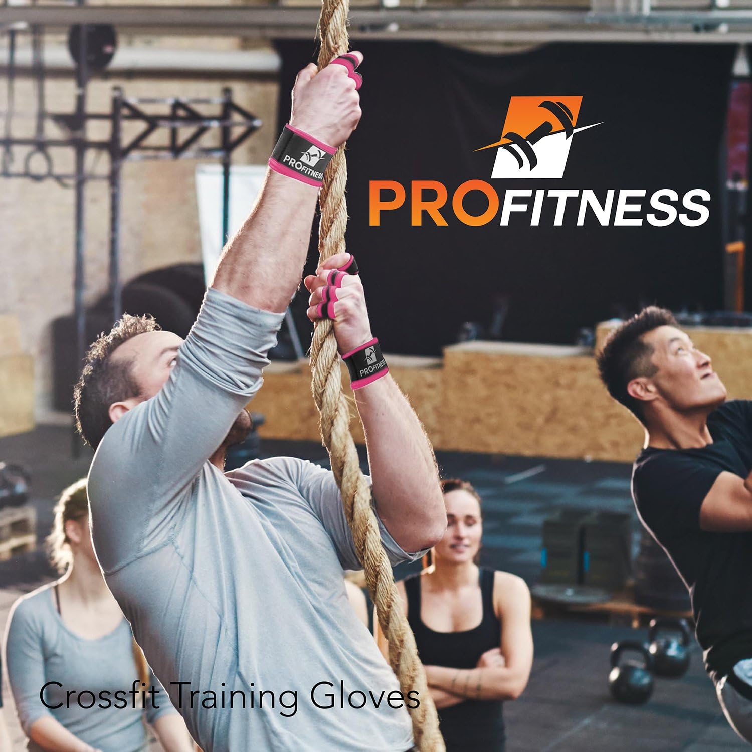 ProFitness Ventilated Cross Training Gloves with Wrist Support - Split Leather with Silicone Padding for Strong Grip + Protection from Injury - for Gym Workout, Weightlifting, Powerlifting & WOD