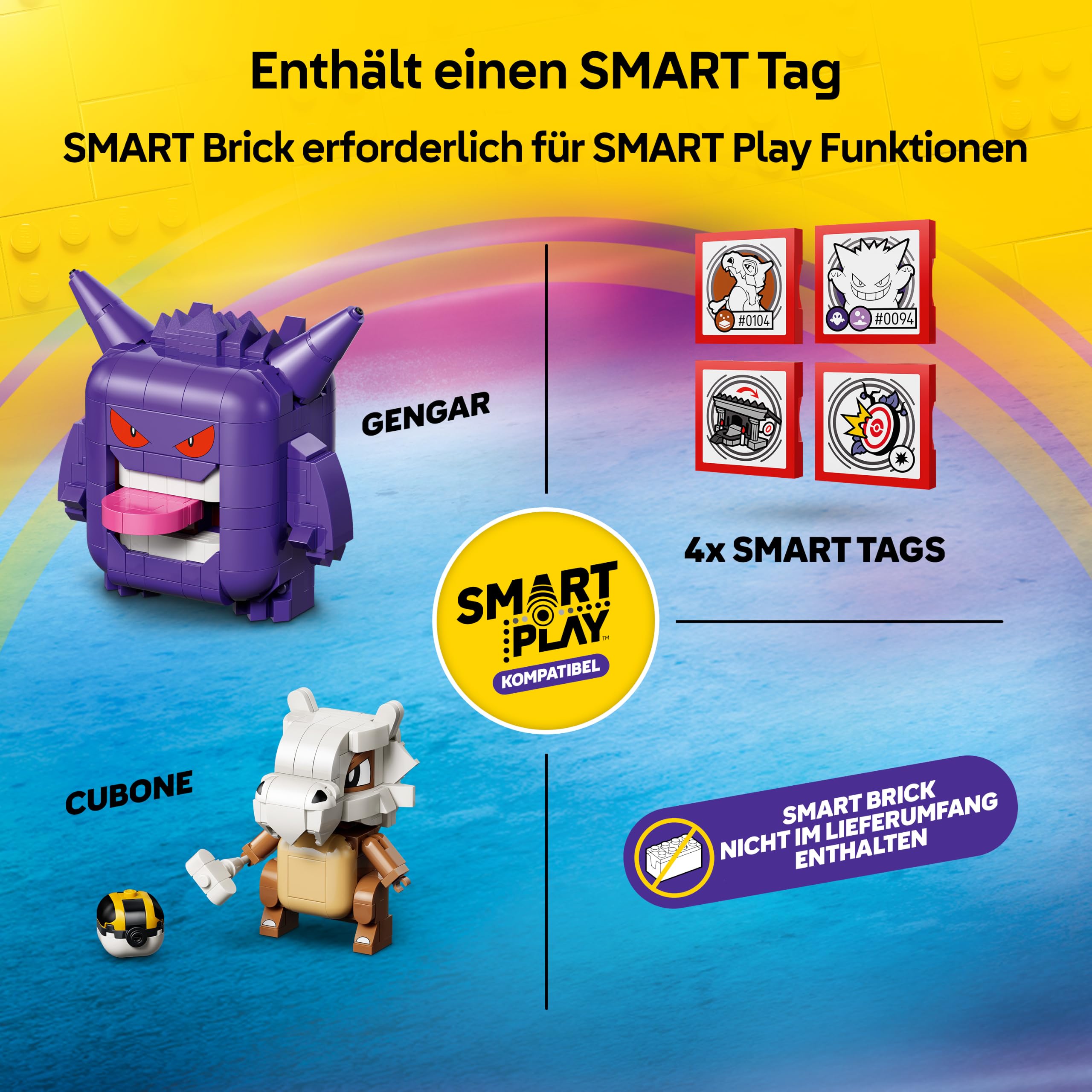LEGO Pokémon SMART Play: Tragossos und Gengars Gruselduell - kompatibles interaktives Spielset mit 4 SMART Tags und 2 Pokémon Figuren - Geschenkidee für Kinder ab 8 Jahren - 72166