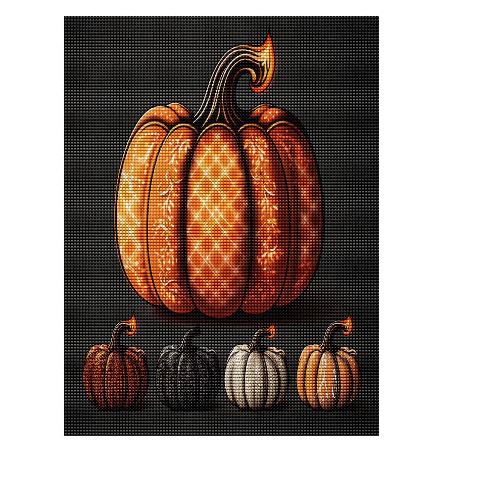 Treff Diamond Painting Set, Halloween Pumpkindiamond Art Set, Cross-Stitch Full Diamond Shining Embroidery Picture Art Craft Family Wall Decoration Gift 12x12 inches
