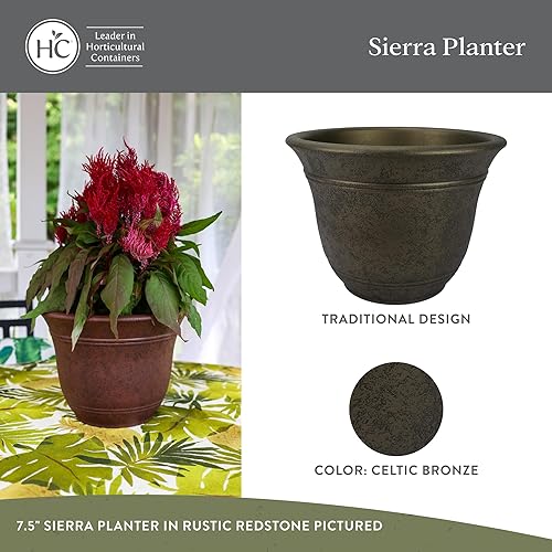 Miniatura 75 de The HC Companies Sierra - Maceta redonda de riego automático, maceta de plástico ligera para hierbas y más, macetas duraderas para plantas de Bronce