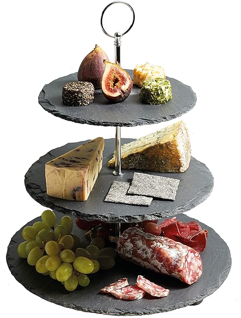 Artesà Three Tier Slate Cake Stand Serving Set, Cake Standing Set, 28.5x34.5cm, Gift Boxed