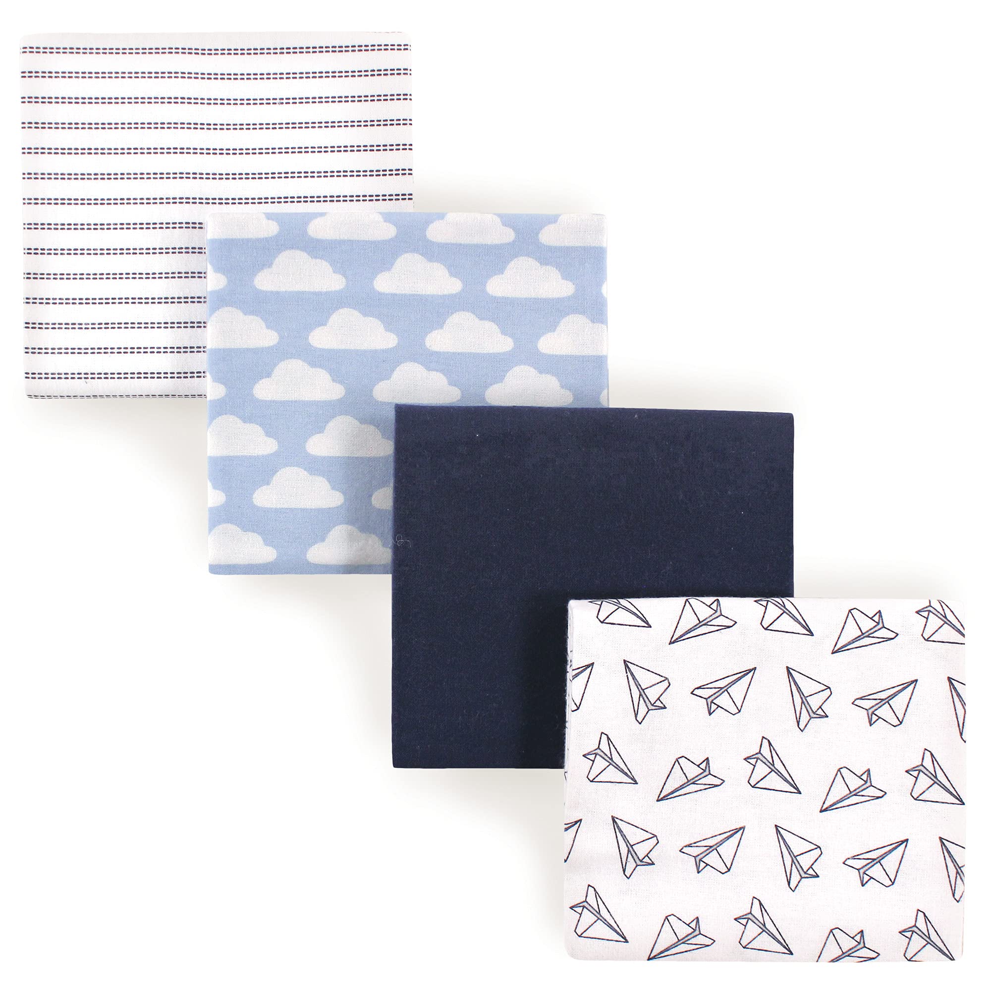 Hudson Baby Unisex Baby Cotton Flannel Receiving Blankets, Paper Airplane, One Size