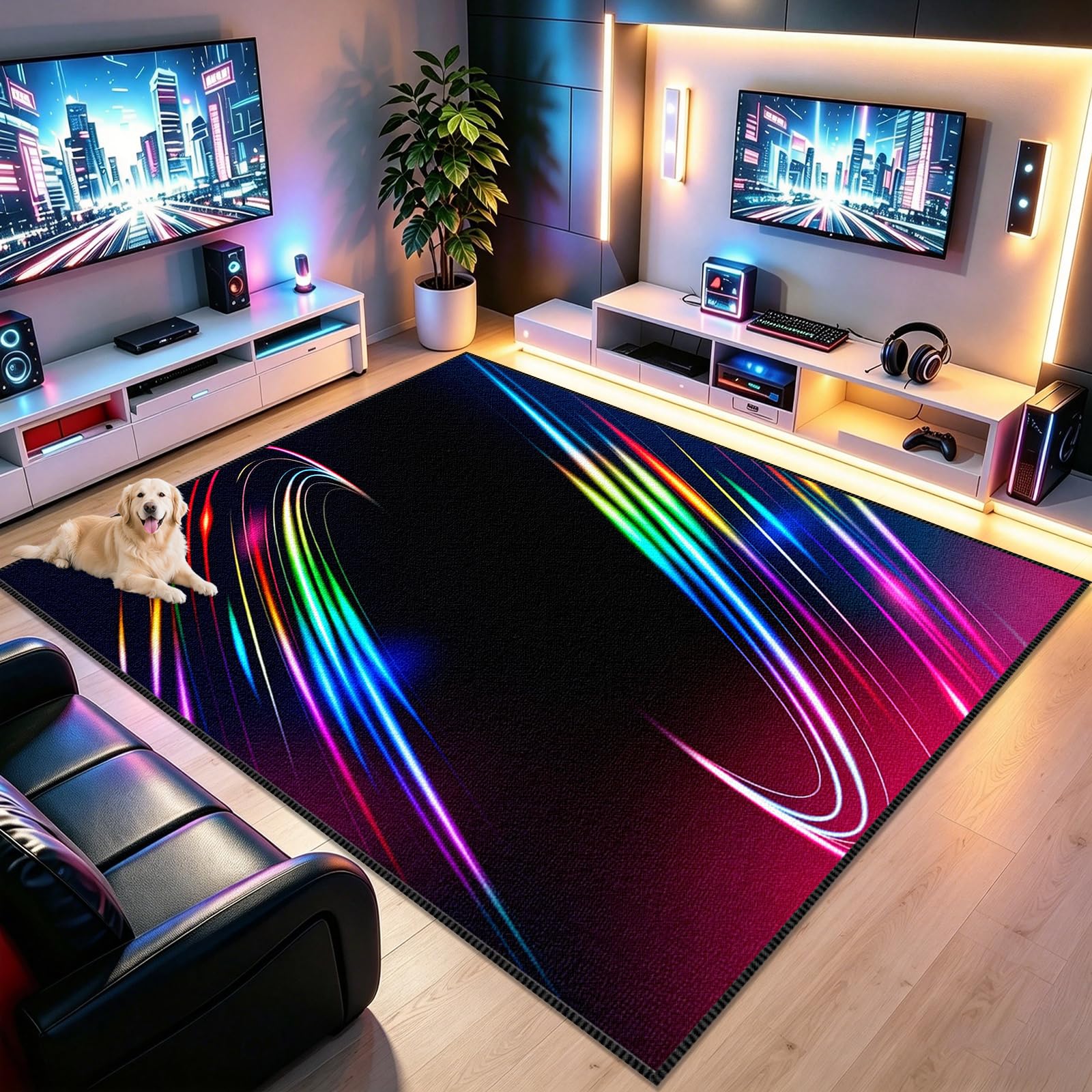 Voxirum Gaming Rug for Boys Room Machine Washable Gamer Area Rugs 3D Printed Kids Play Mat Non-Slip Floor Carpet Rugs for Boys Girls Teens Bedroom Living Room Home Decor Game Chair Rugs 80 x 120cm