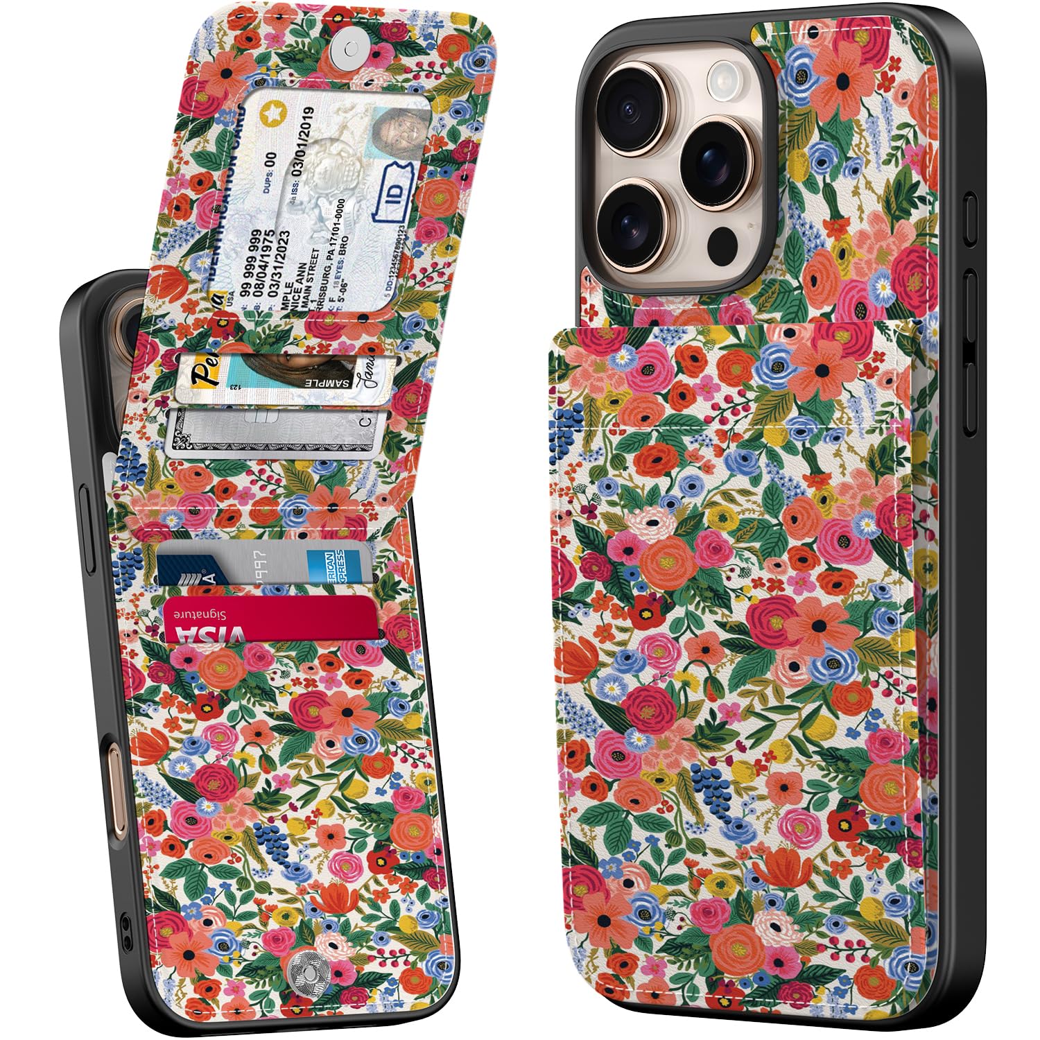 Bemal for iPhone 16 Pro Max Wallet Case, Built-in Card Holder, Fashion Printed, RFID Blocking, PU Leather Kickstand, Magnetic Closure, Shockproof