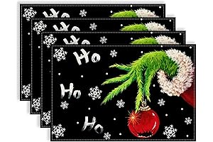 Linen Grinch Placemats - Merry Grinchmas Dining Table Mats
