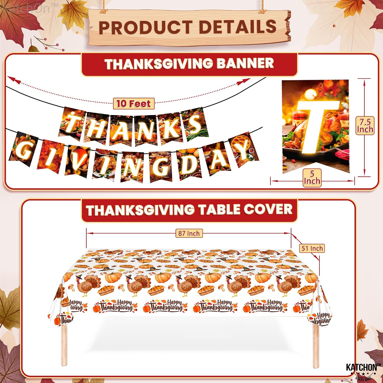 KatchOn, Thanksgiving Party Supplies - Huge 124 Pcs (16 Guests) | Thanksgiving Plates and Napkins Sets, Cups, Cutlery | Thanksgiving Tablecloth, Banner, Cake Topper, Balloon | Thanksgiving Table Decor
