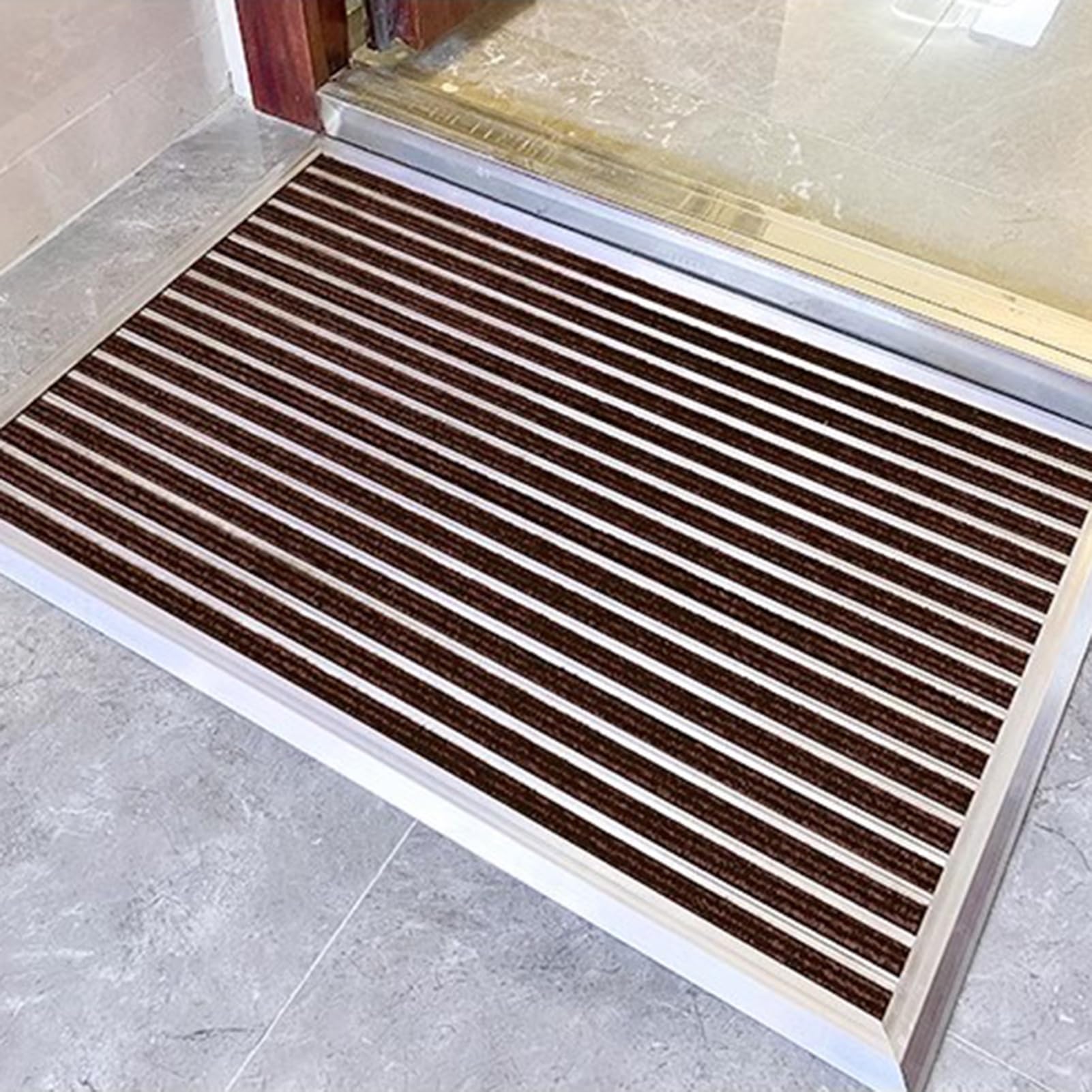 Fußmatte für den Außenbereich, Aluminium, Willkommensmatte für den Eingangsbereich, Schuhabstreifer-Teppich, 60 x 40 cm, langlebiges und leicht zu reinigendes Design