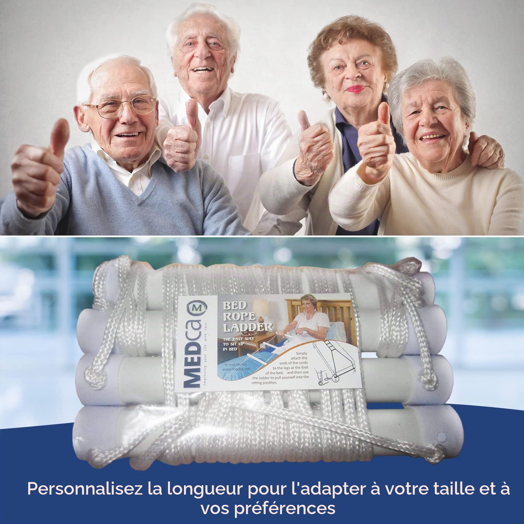 MEDca Échelle de Corde pour Personnes Alitées, Échelle de Lit Assistance Traction