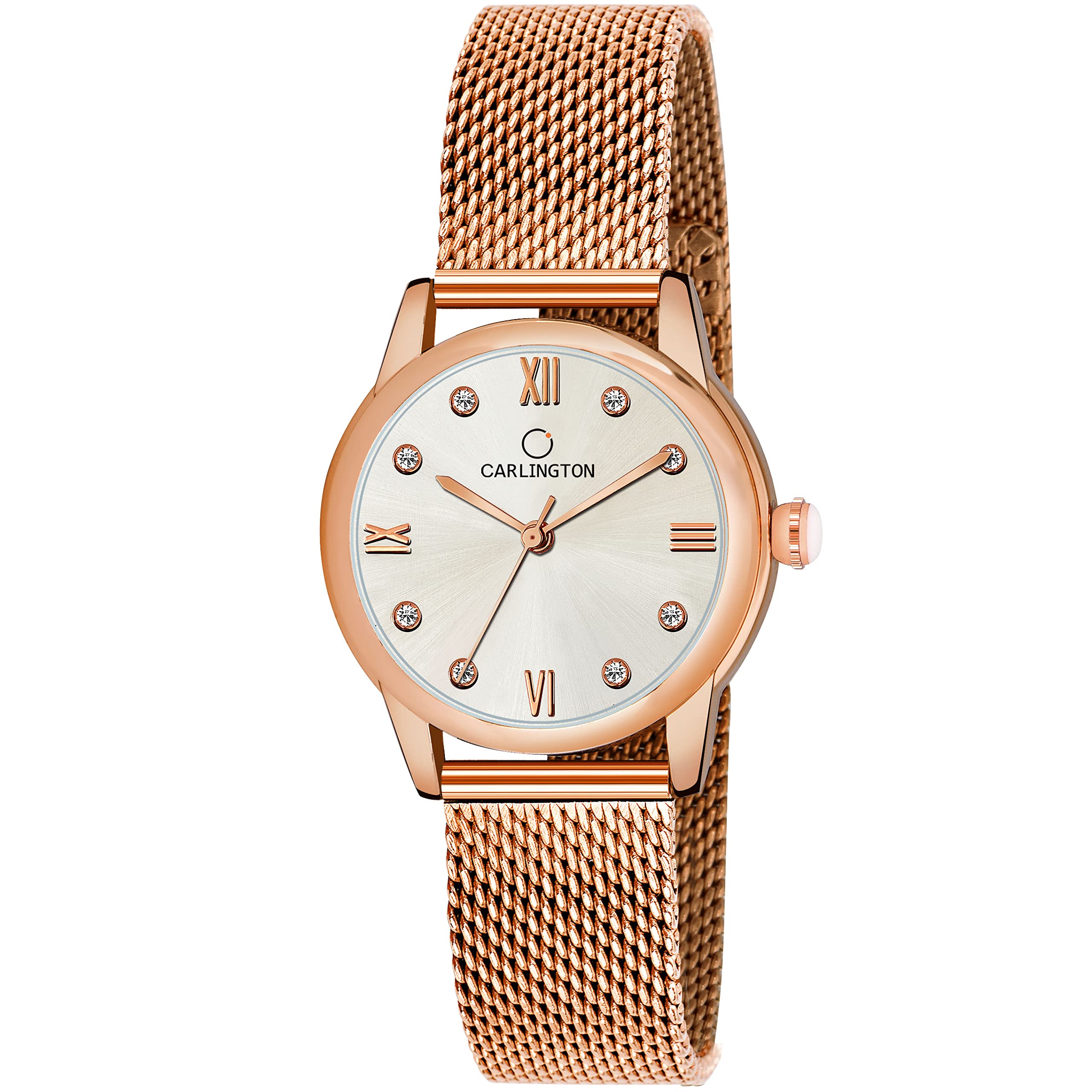Carlington Metal Analog Dial Women & GirlS Watch(Silver Dial Rose Gold Colored Strap), White Band (B09LQ6SG8G) Amazon Price History, Amazon Price Tracker