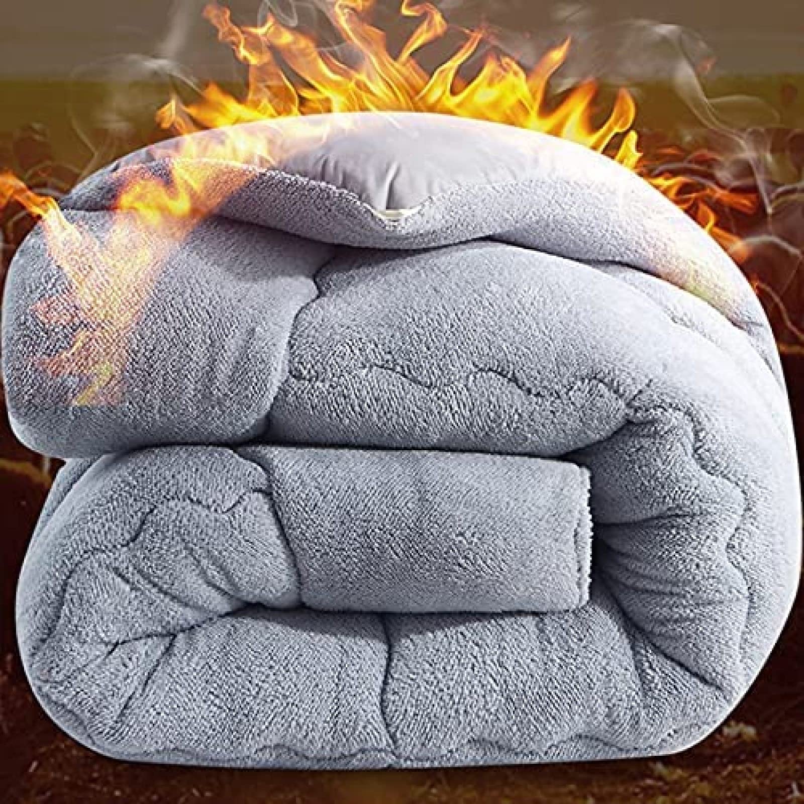 BEDSETS Piumino soffice per tutte le stagioni, trapunta in cashmere e agnello addensato piumone alternativo, per casa, camera da letto, letto queen (bianco, 220 x 240 cm, 4 kg