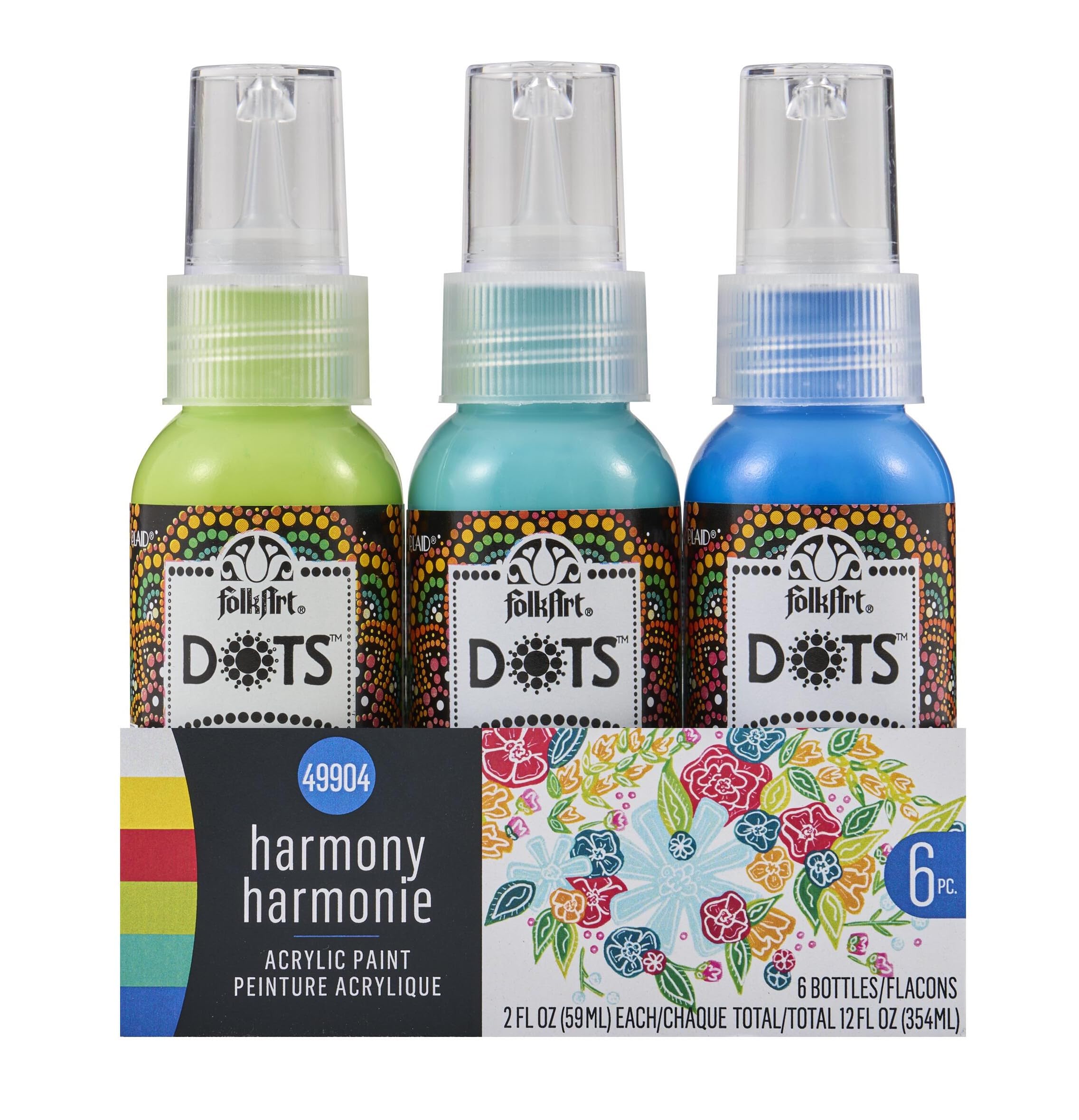 Dots Set, 6 Piece Acrylic Paint Kit Featuring 6 Colors for DIY Indoor & Outdoor Multi-Surface Craft Projects, 49904