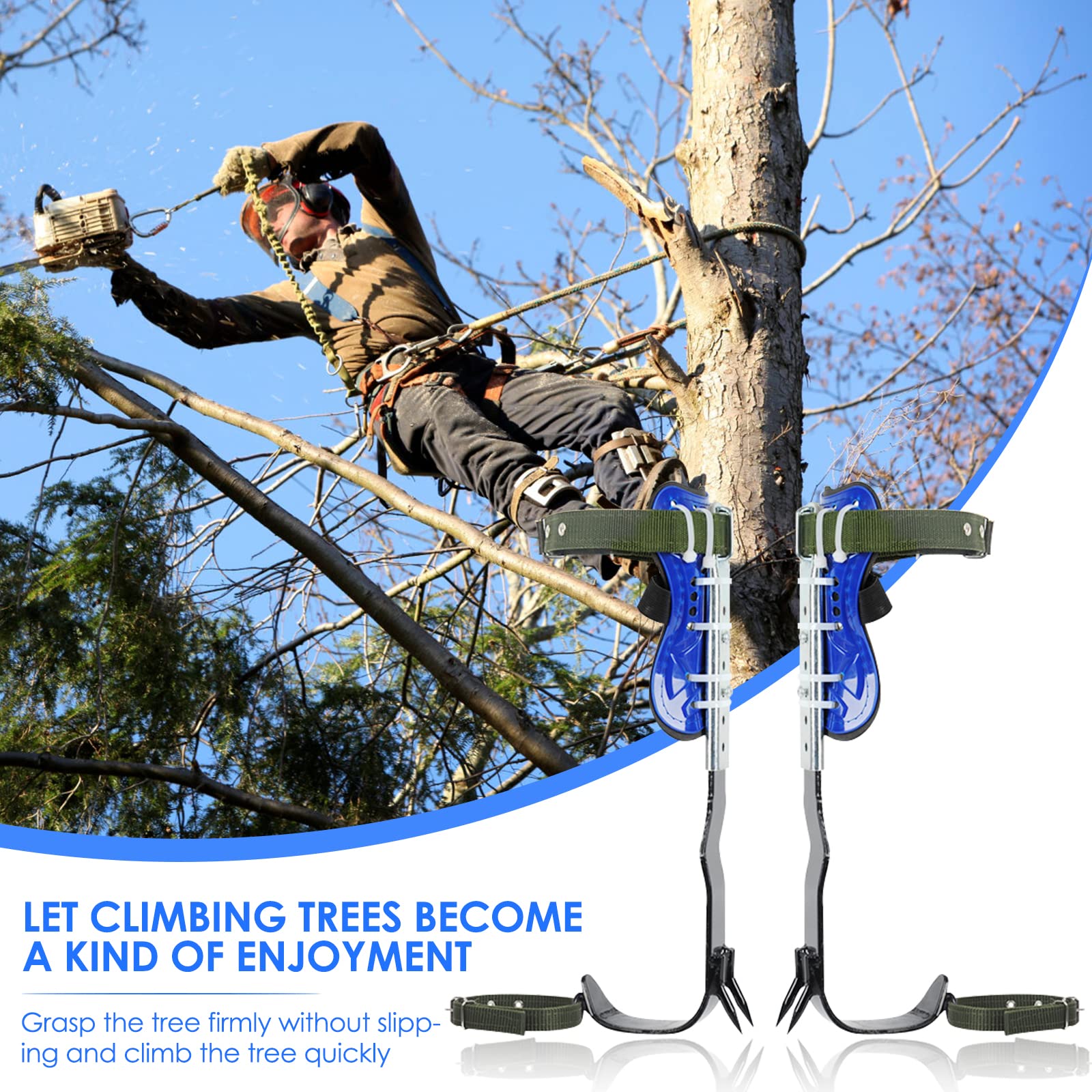 Ensemble professionnel de crampons d'escalade dans les arbres avec harnais de sécurité complet à 5 points, équipement d'escalade amélioré pour la cueillette des fruits et le sauvetage