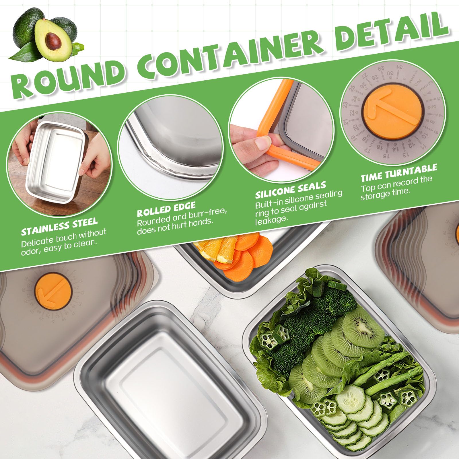 4 Stück Frischhaltedosen mit Deckel, Aufschnittbox Fresh, Meal Prep Container mit Deckel für Büro, Reisen