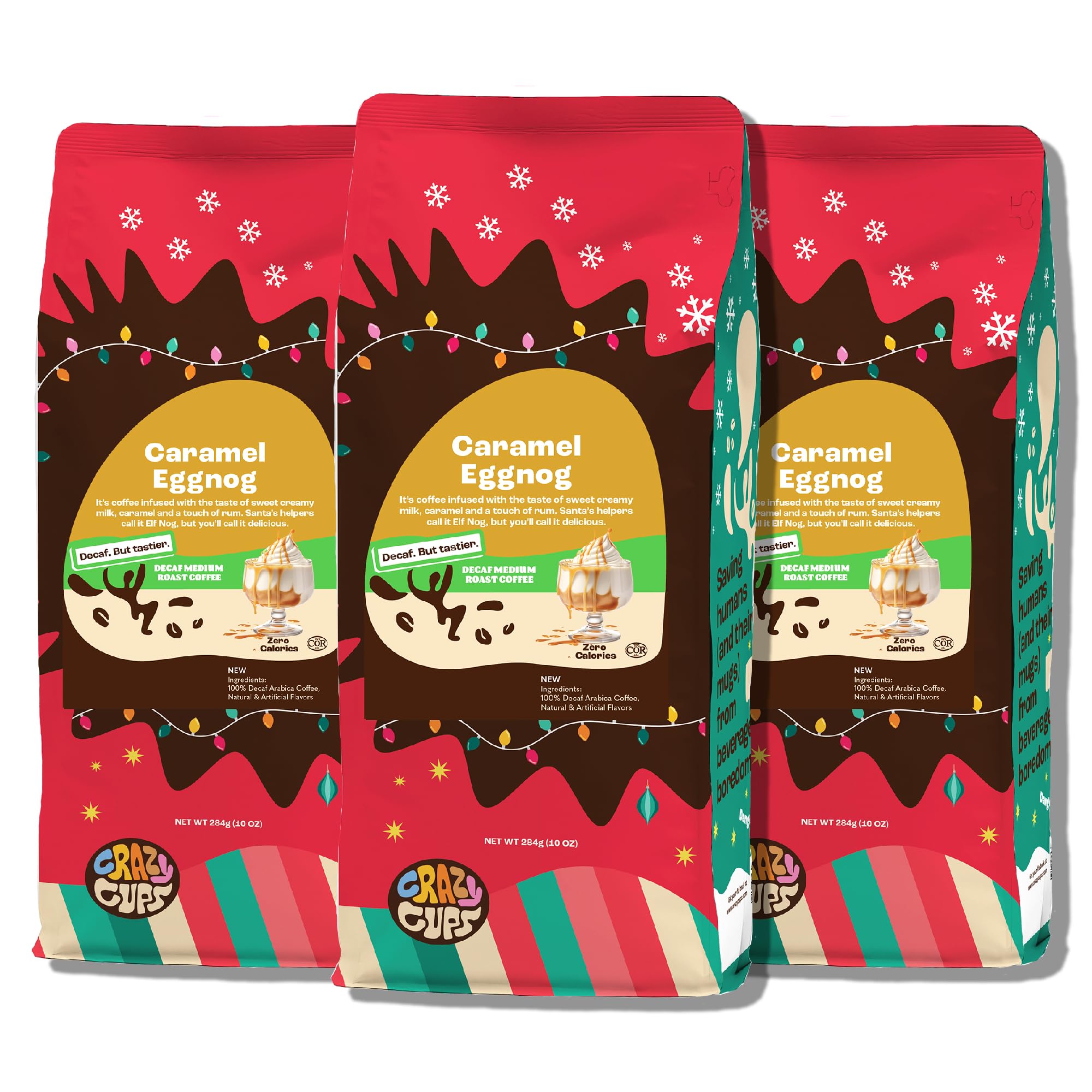 Crazy Cups DECAF Caramel Eggnog 3 X 10 Oz
