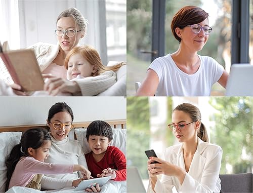 Miniatura 7 de Gafas de lectura para mujer +2.25 coloridas, redondas, ligeras, elegantes, lindas, tramposas, paquete de 4 unidades, ajuste cómodo, bisagra de