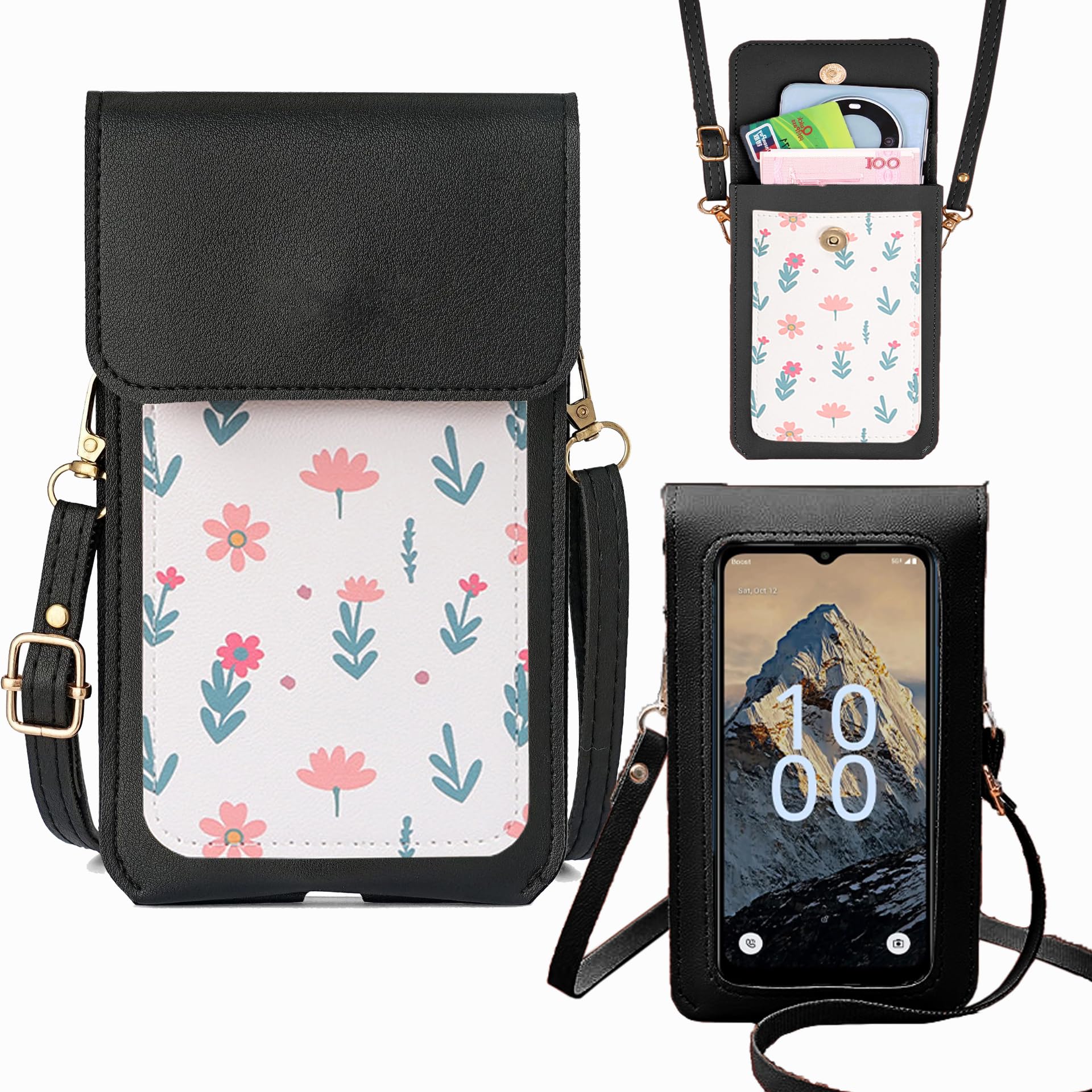 Tuxiwei for Artia SP545 Hero Case With Long Lanyard, Ultra HD [Transparent Touch Screen] Phone Bag 5.45", Crossbody Strap PU Leather Wallet Holster