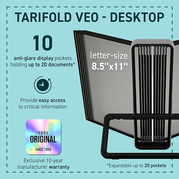 Tarifold VEO Desktop Reference System, 10 Pockets, Black